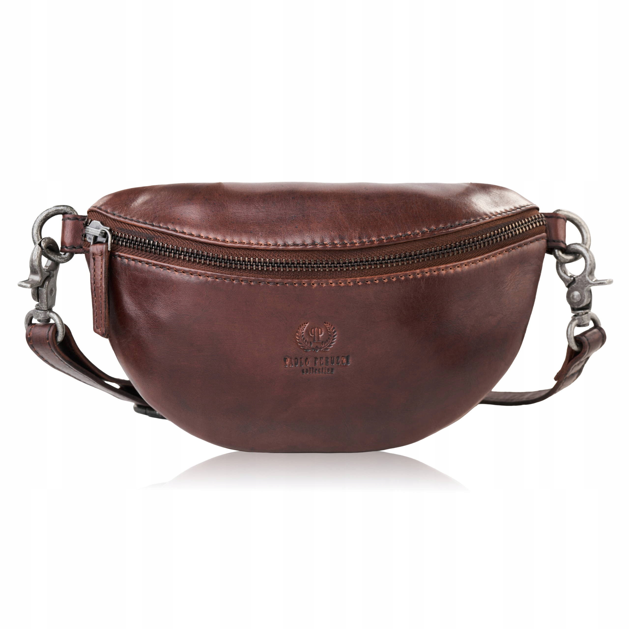 Dámská kožená taška crossbody do ruky hnědá Paolo Peruzzi