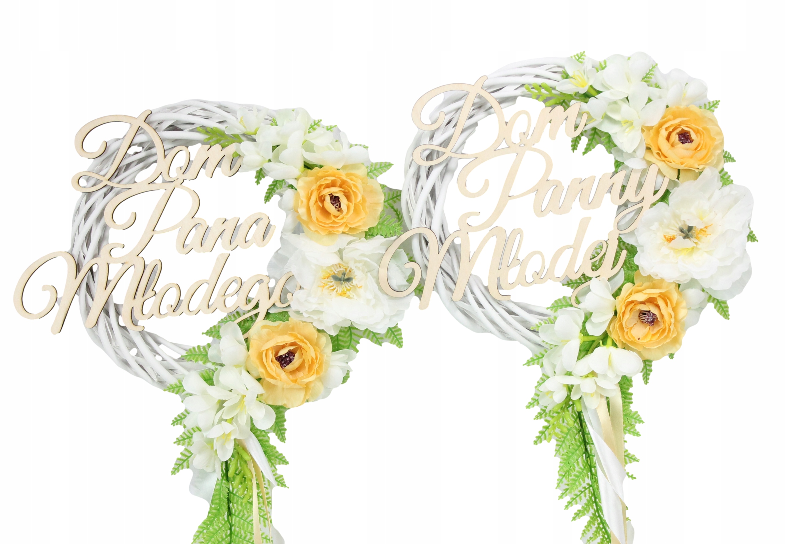 Věnec dekorace dveří Dům nevěsty Krém 2ks