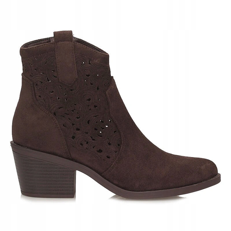 Dámské kotníkové boty S.Barski HY61-8012 Brown hnědé s perforovaným špicem