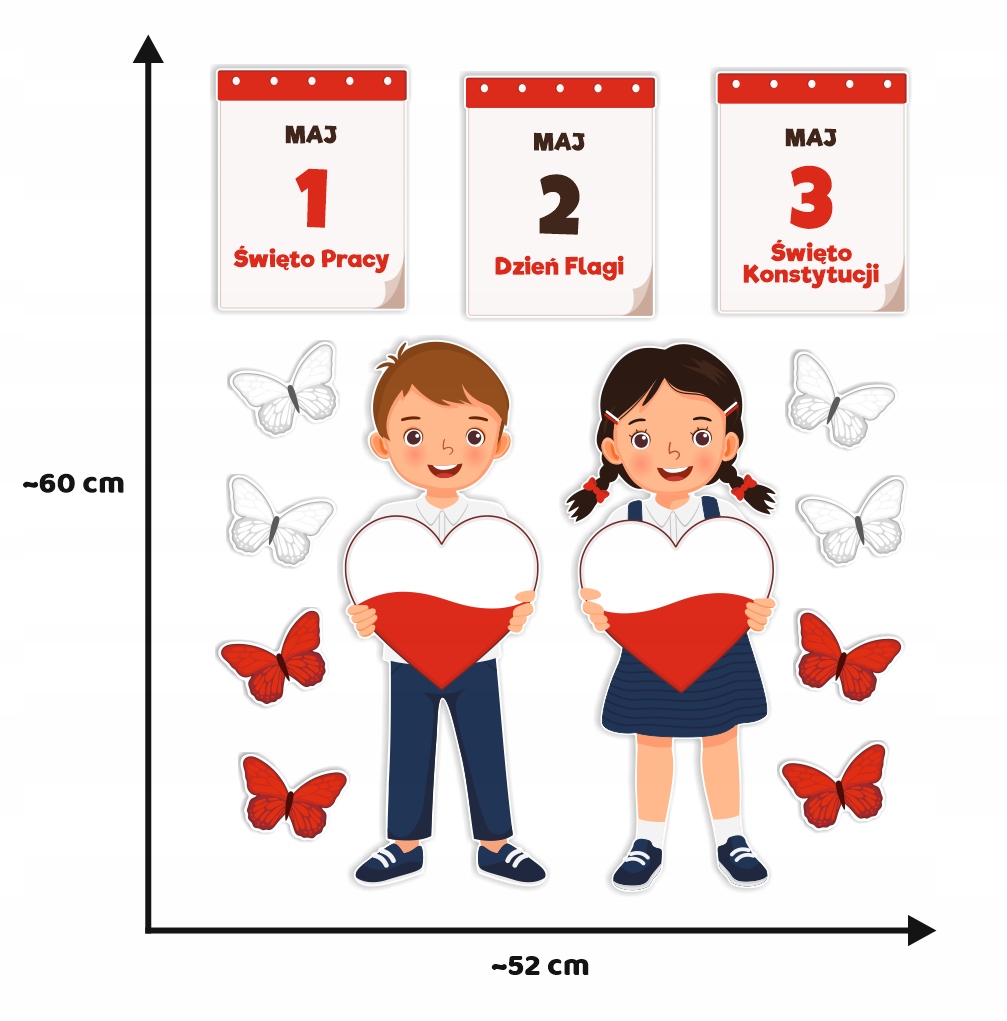 Dekoracja Patriotyczna 3 Maja Duże Dzieci ~A3 Kod producenta OZDOBA-PATRIOTYCZNE-DZIECI-02