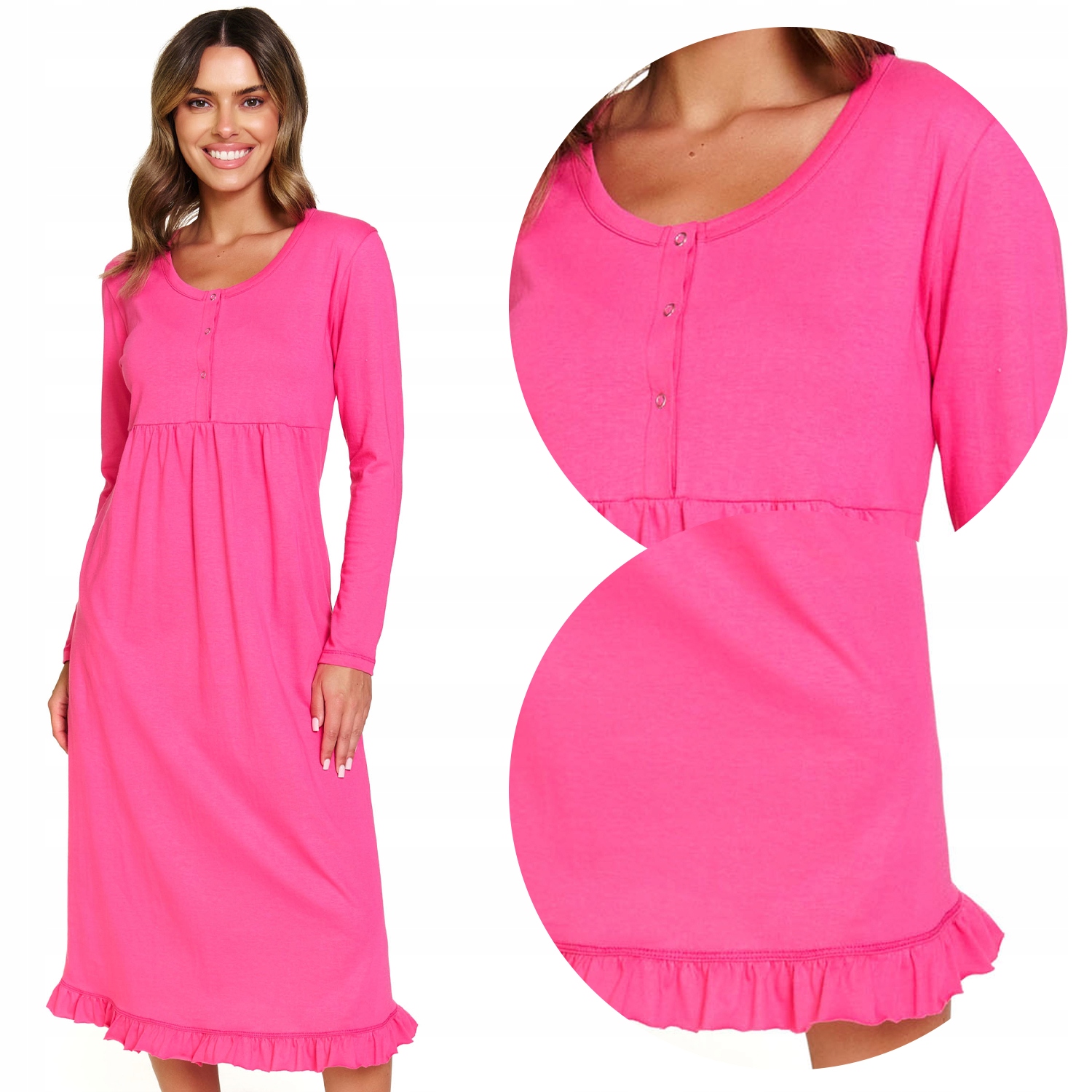 Doctor Nap TM.7318 peony kapsy růžová bavlna dlouhá Noční Košile XL