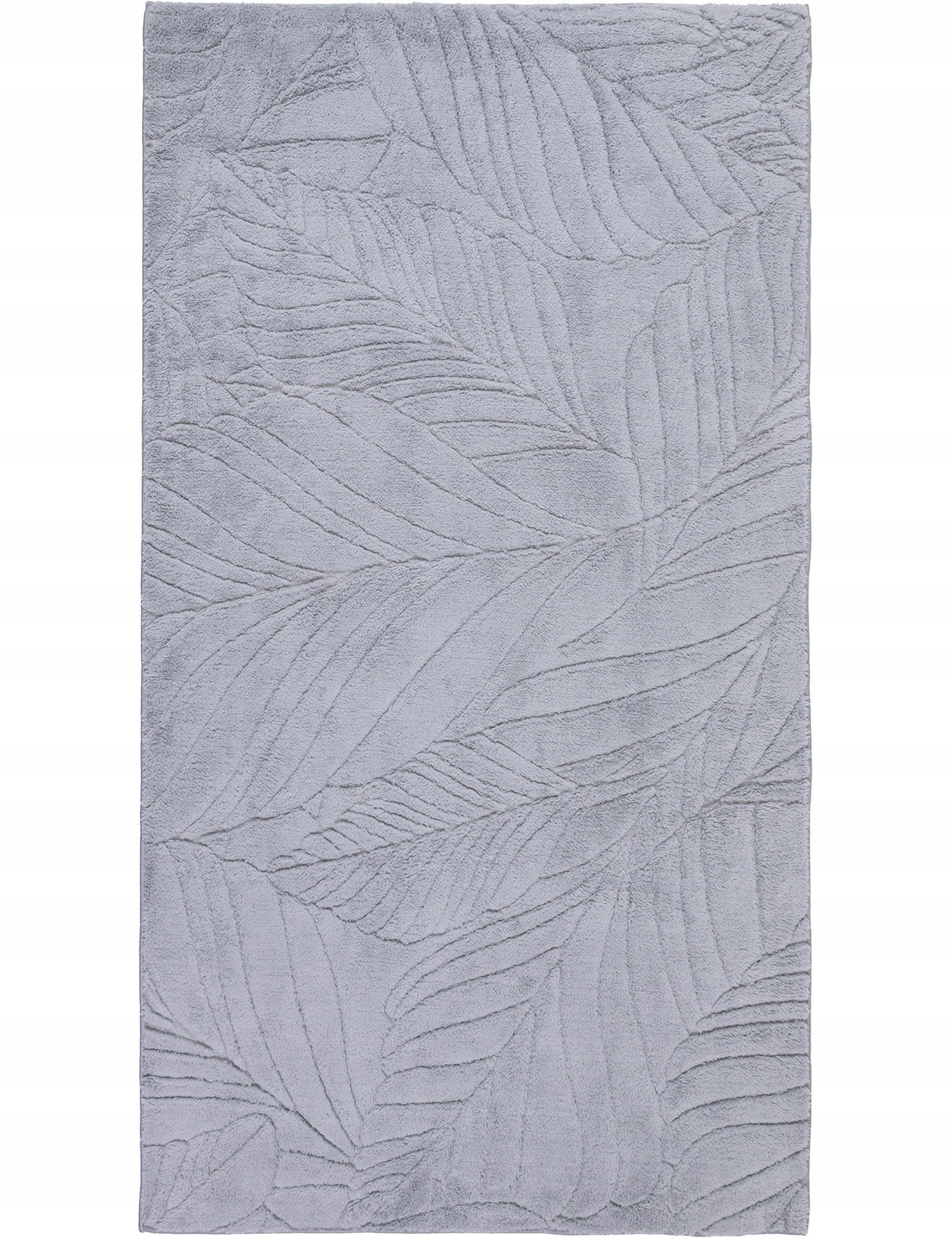 Koberec Plyšový Botanic 80x150 cm Listy Šedý Měkký Koberec příjemný na dotek