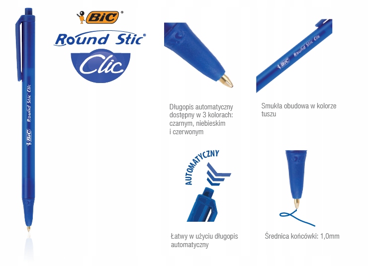 Długopis BIC Round Stic Click 1.0 MM NIEBIESKI Kod producenta 1330