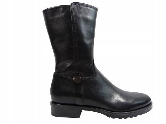 černé kotníkové boty na lýtko, kožené kozačky s zateplením Sala 37