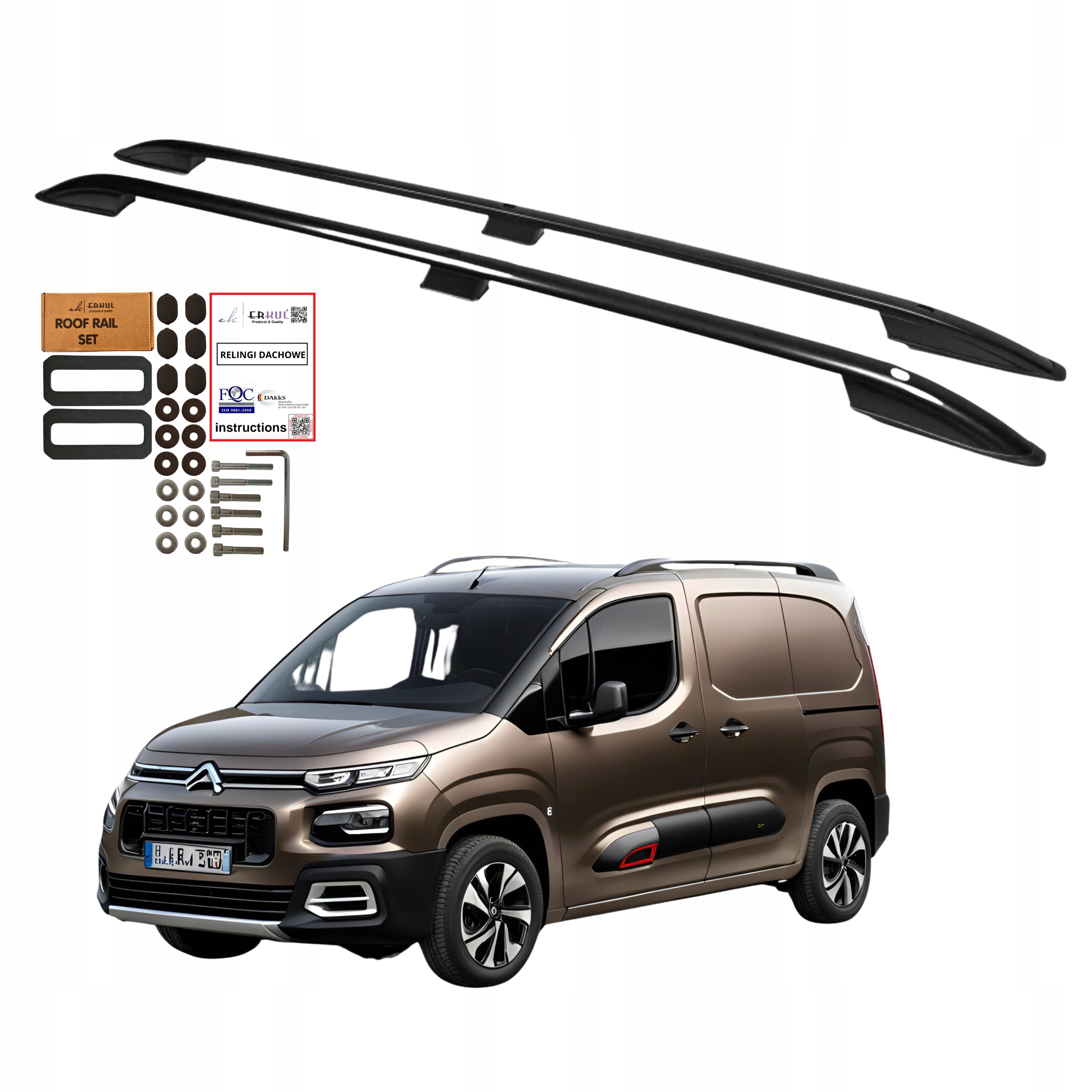 Střešní Relingy Berlingo Doblo Combo Partner Proace City od roku 2018 L1 Černé