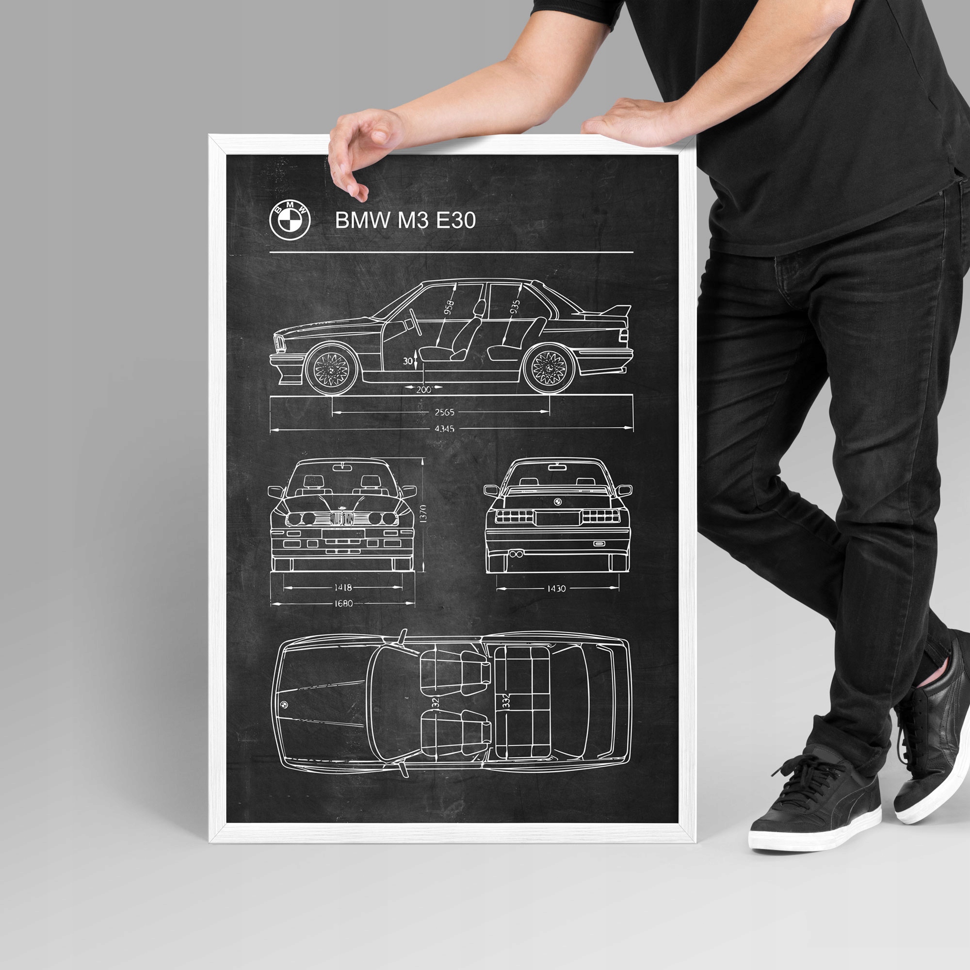 Plakat BMW E30 M3 Retro Patent Schemat A1+ Wysokość produktu 91.5 cm