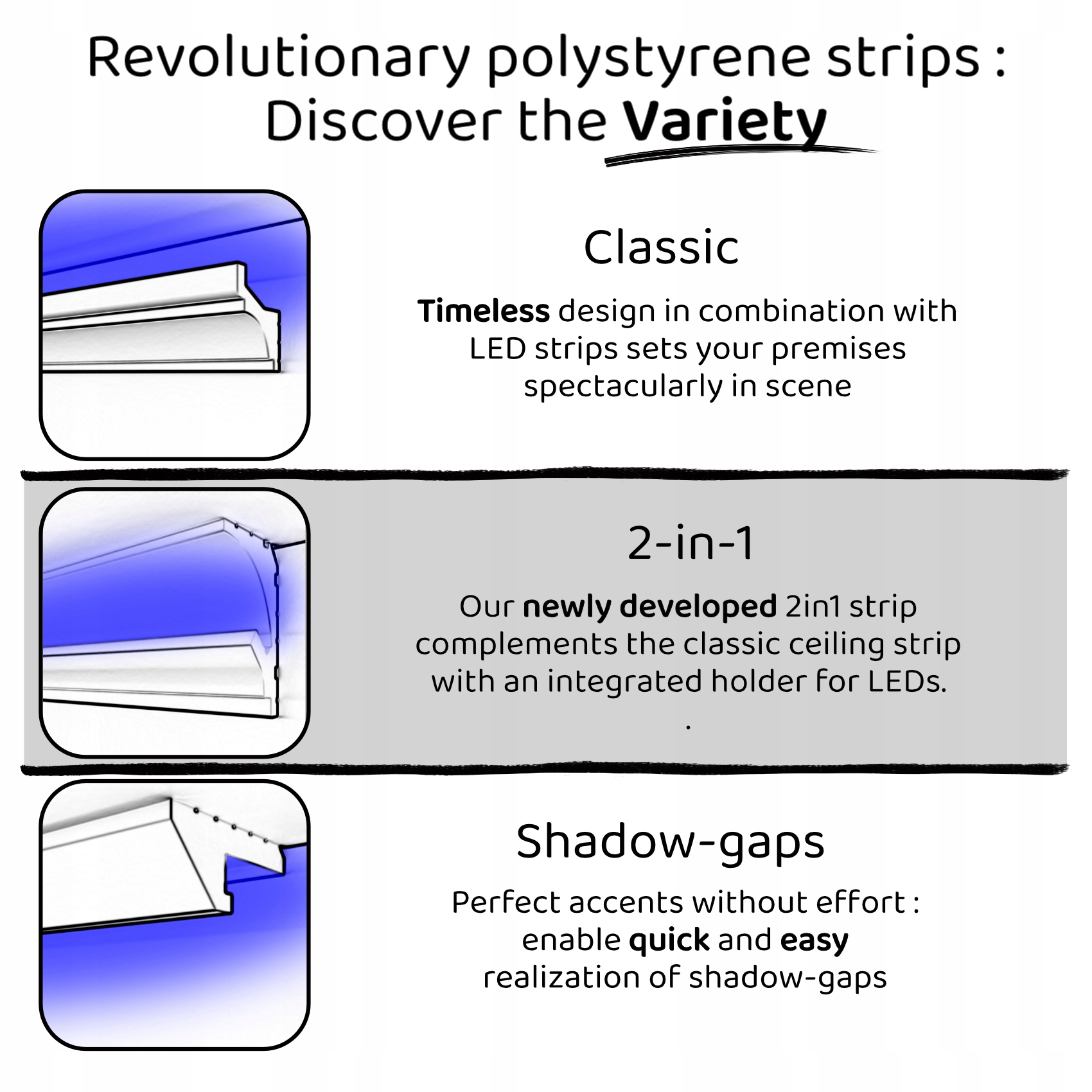 HEXIMO LED 2w1 Listwa przysufitowa profil oświetleniowy - 1,7m HLED-19 Kod producenta HLED 19