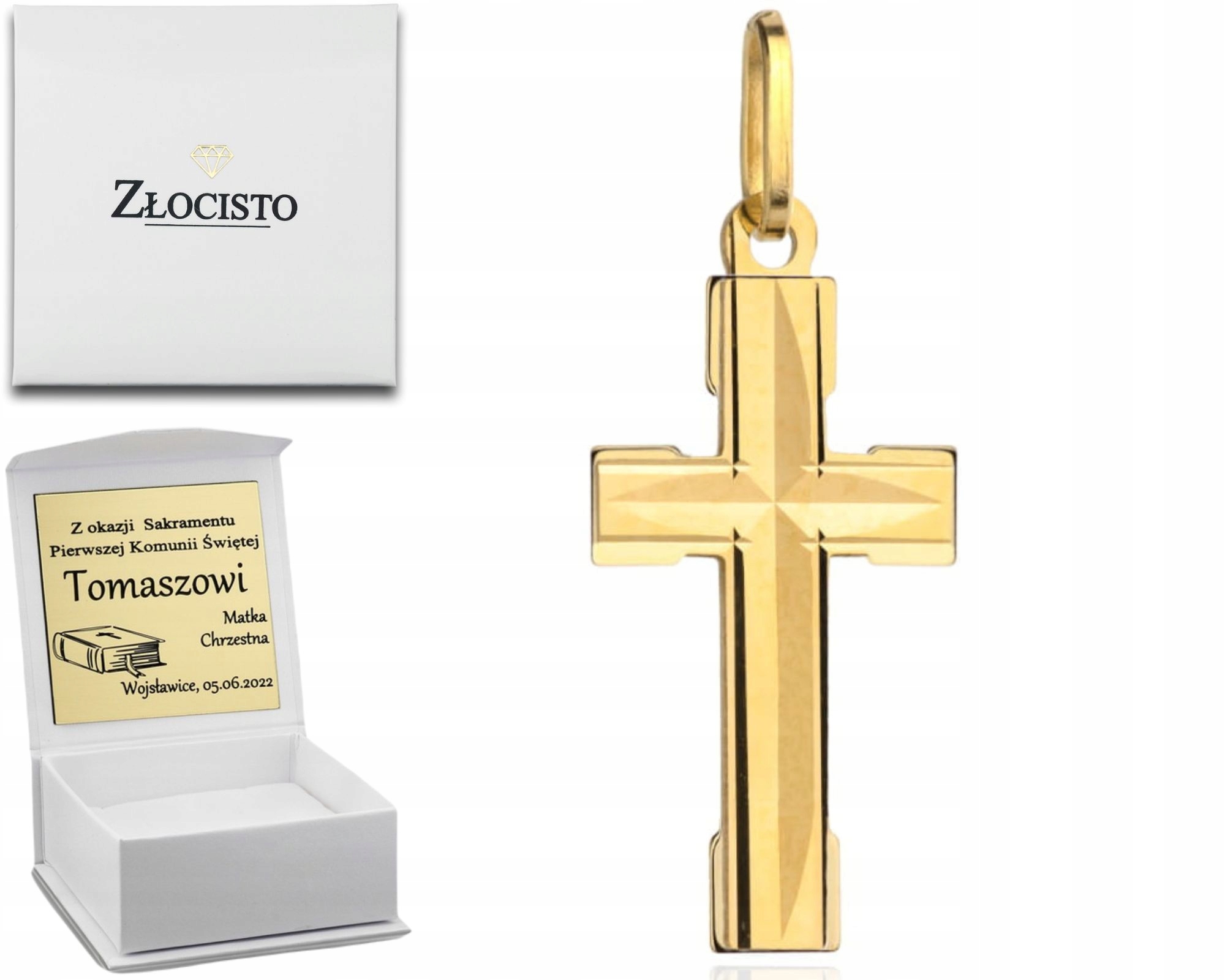 Zlatý Křížek S Drážkami Zlato 585 Jako Dárek Gravírování Svaté Přijímání