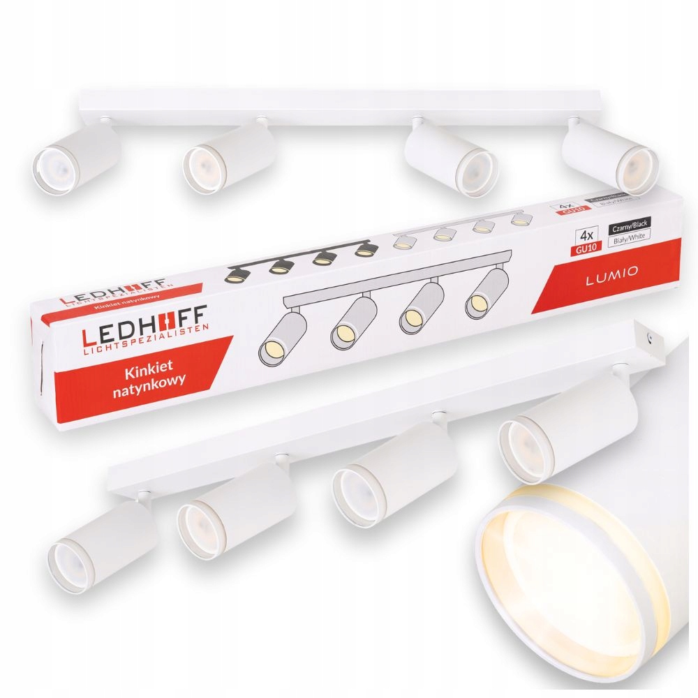 Lampa sufitowa kinkiet Ścienny oprawa 4x Spot Biała do pokoju Regulowana