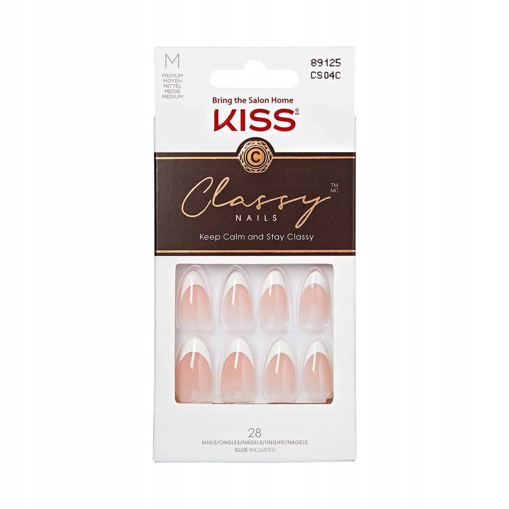

Kiss sztuczne paznokcie Classy M French klej 28szt
