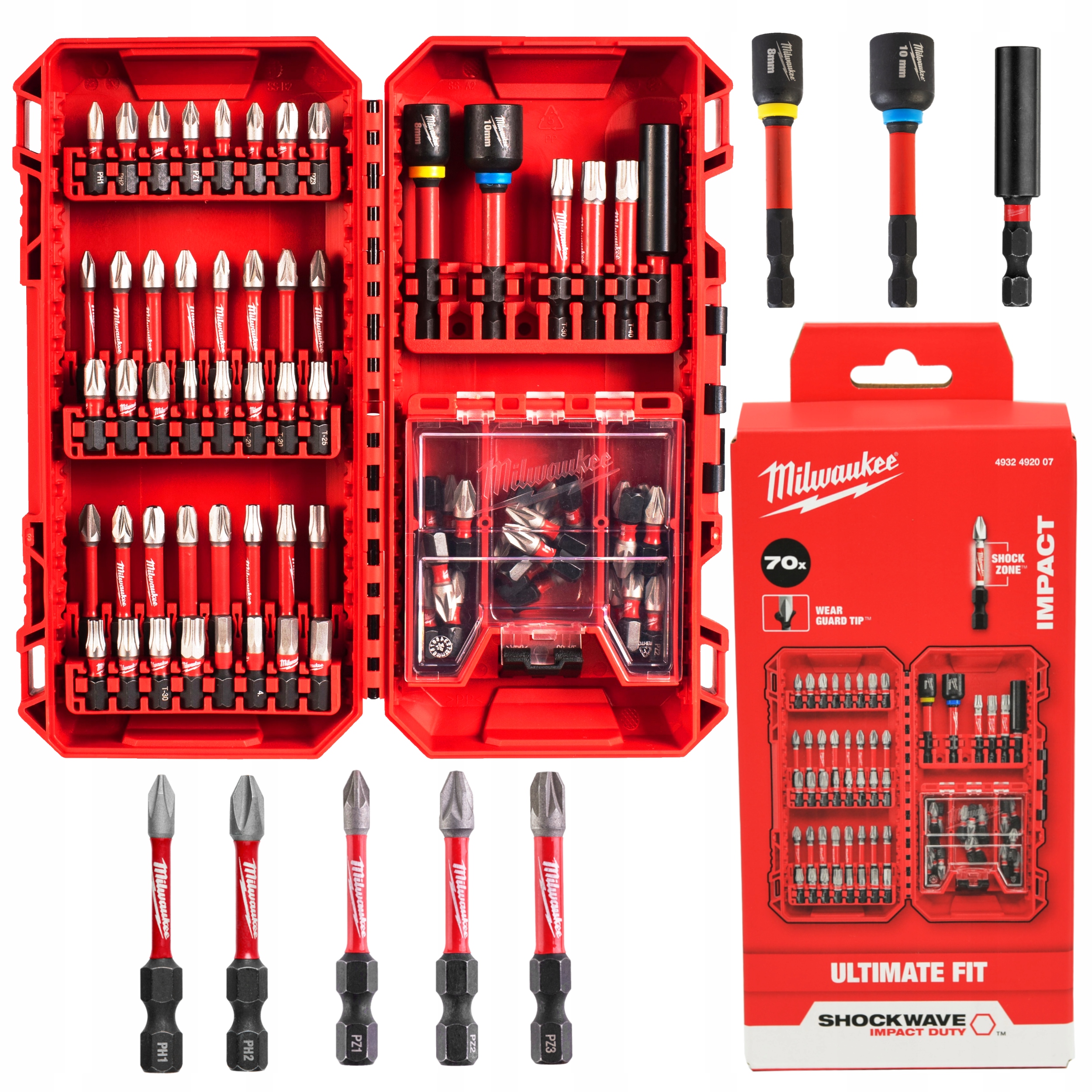 Bity Udarowe Nasadki Zestaw Końcówek Ph Pz Tx Hex Do Wkrętarki 70EL Uchwyt