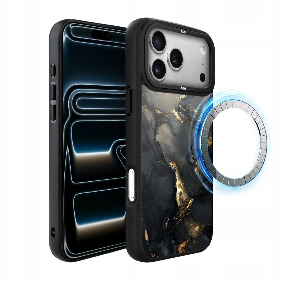Etui do iPhone 17 Pro Max Ibizu DropGuard Matt z MagSafe, diament ze złotem