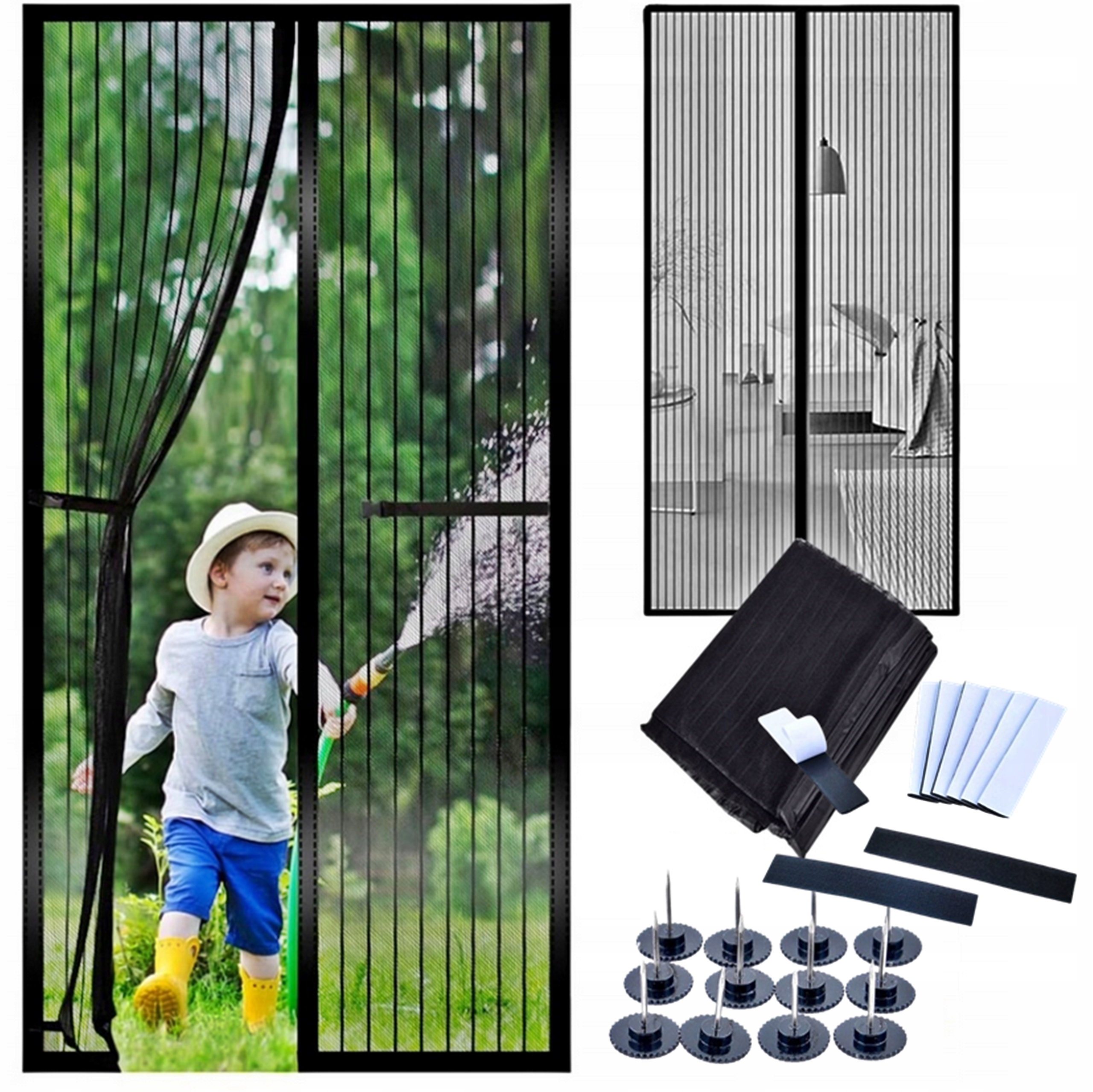 MOSKITIERA NA DRZWI OKNO BALKONOWE Z MAGNESEM 210X100CM SIATKA MUCHY KOMARY EAN (GTIN) 613072642551