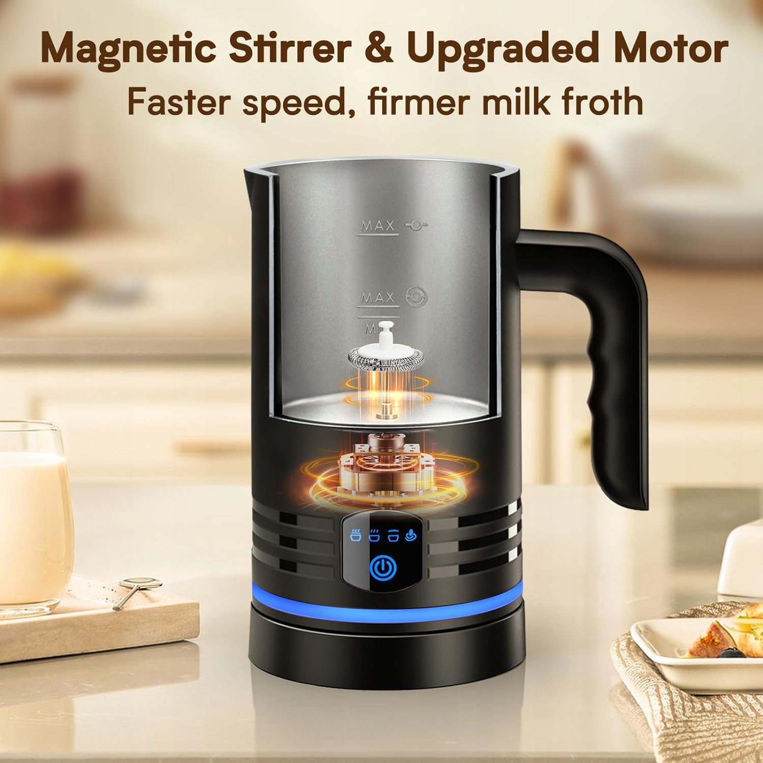 SPIENIACZ DO MLEKA ELEKTRYCZNY 4W1 ONEWAY DOTYKOWY PANEL LCD LED 430ML PRO Model PZ-MF0001S