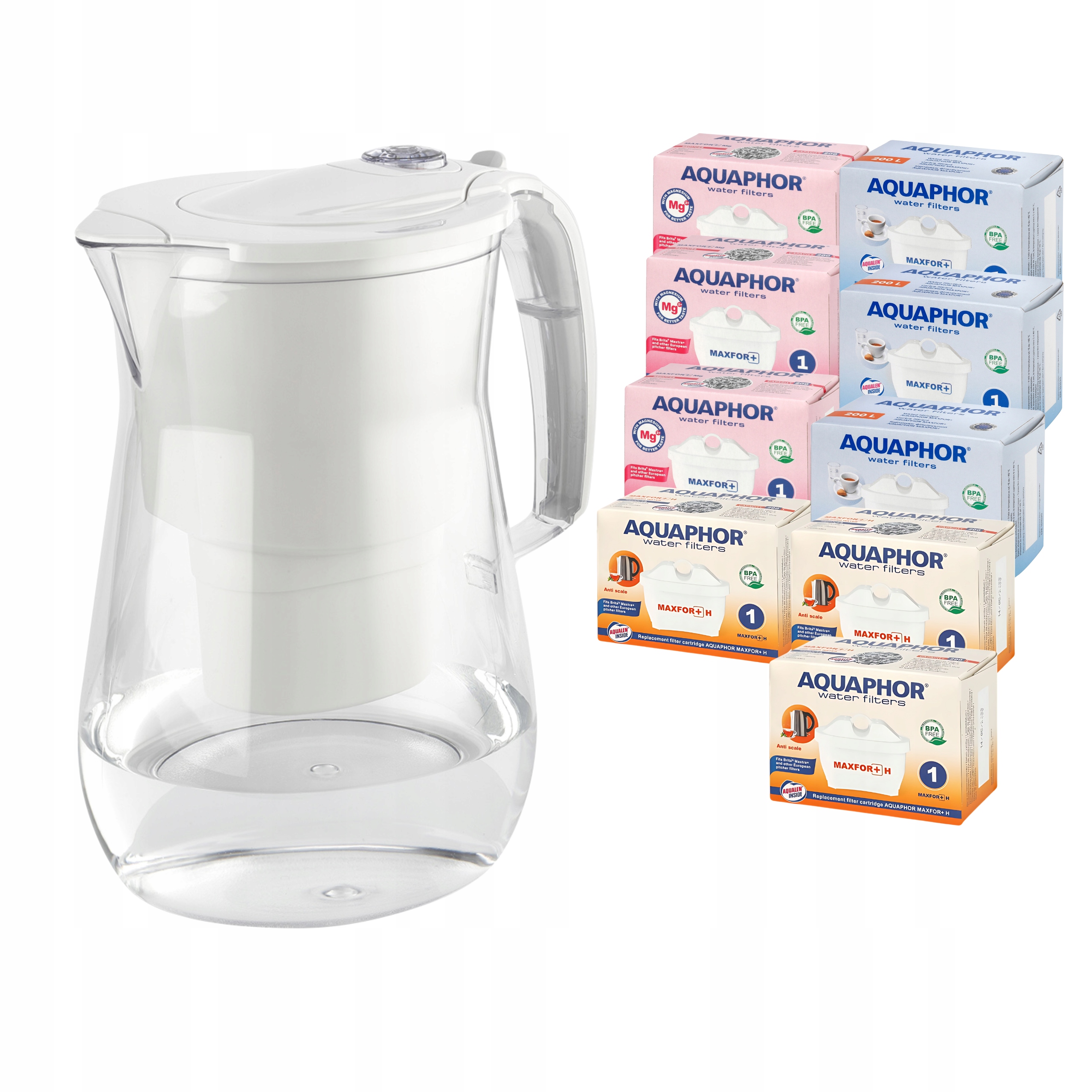 Filtrační konvice Aquaphor Onyx 4,2 l 9 náplní (3Mg+3H+3), bílá Set