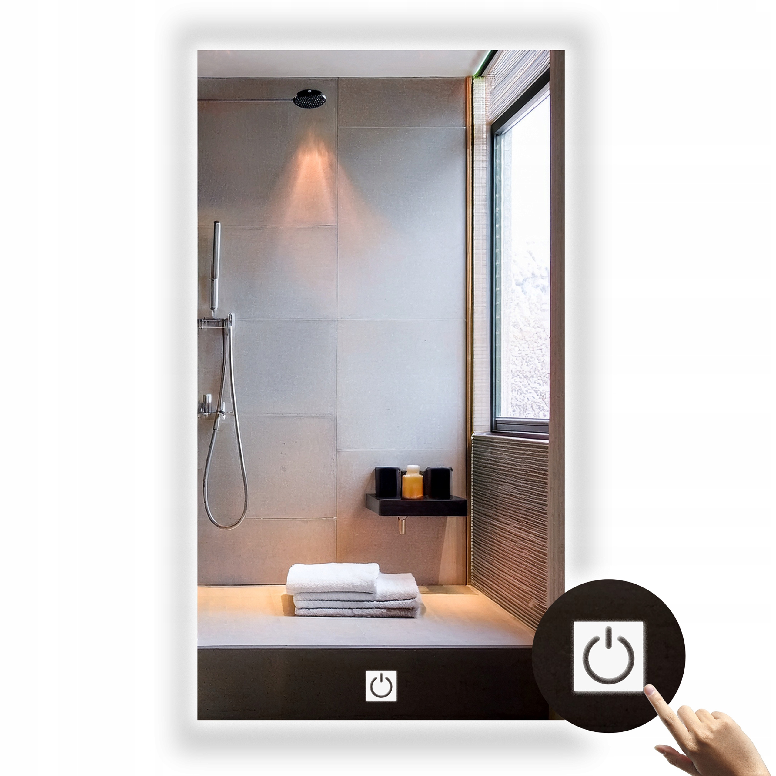 Lustro Led Cob 480/m Z Włącznikiem Dotykowym Wodoodporny Zasilacz 80x110 cm