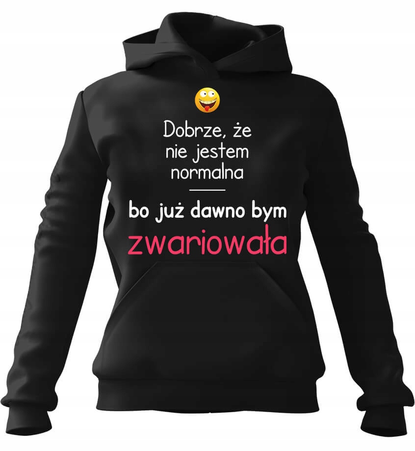 Dámská Mikina s kapucí Good That I'm Normal, černá, velikost L