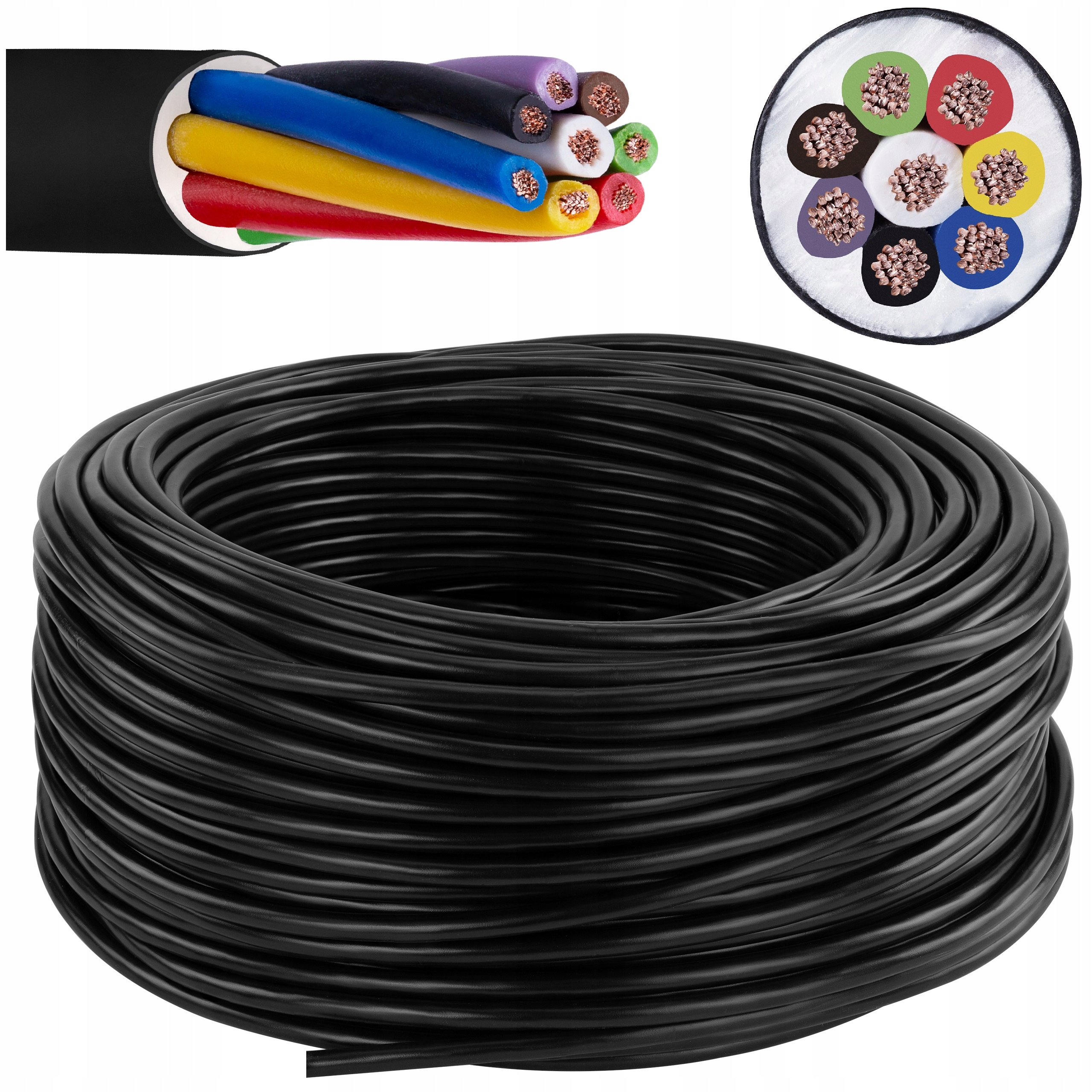 Kabel przewód samochodowy YLYs 8 żyłowy 7x1+1,5 do lawety przyczepy 500m