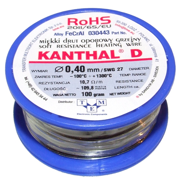 Odporový drôt KANTHAL D ⌀ 0,40mm Hmotnosť: 100g