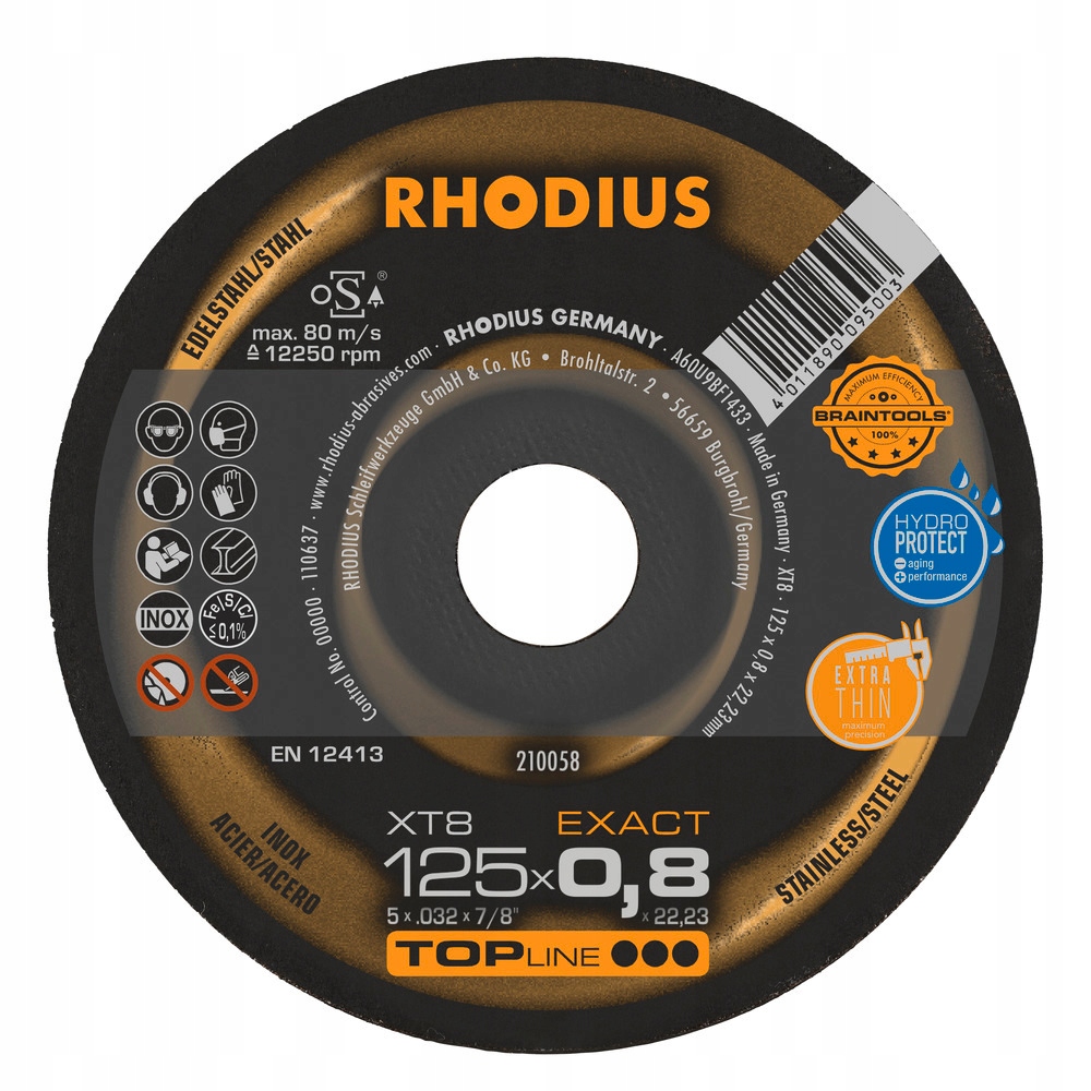 RHODIUS 210058 tarcza 125x0,8x22,23 stal prostax10