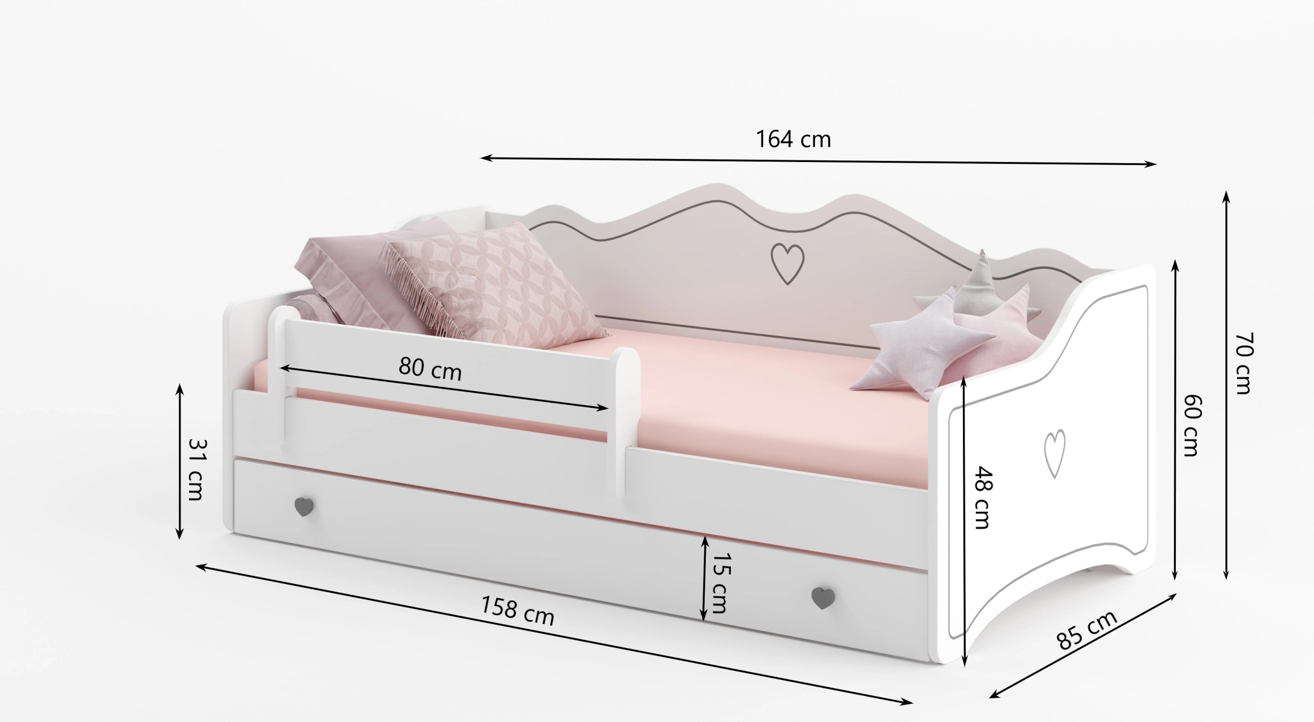 Łóżko z materacem EMKA Pink, White 160x80 — 13