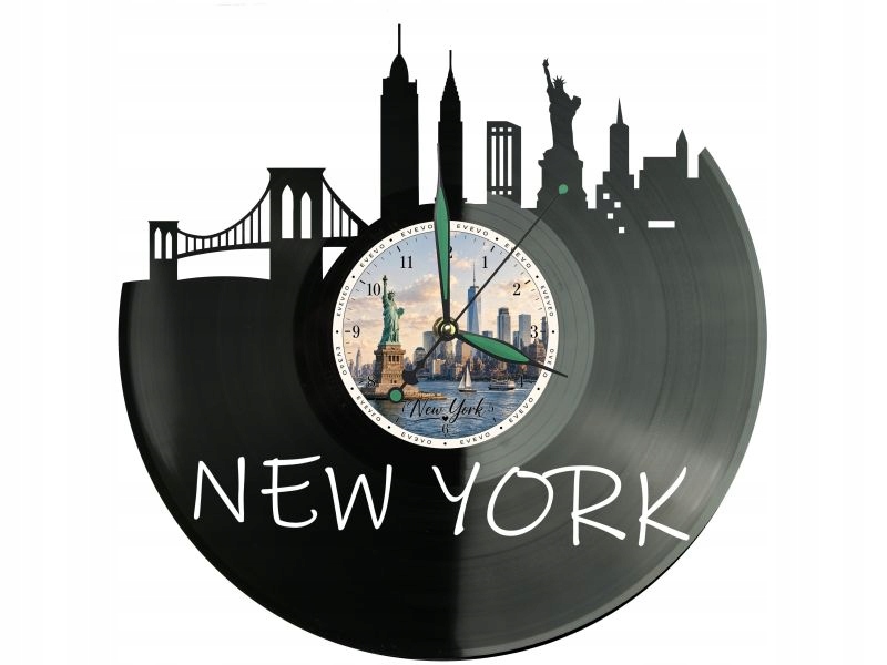 Hodiny New York Město Usa Vinylová deska Dárek Památka Na narozeniny