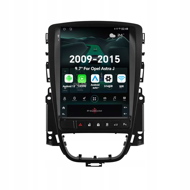 9,7" 2Din Android 13 autorádio pro Opel Astra J 2009-2015 Carplay 2G 64G
