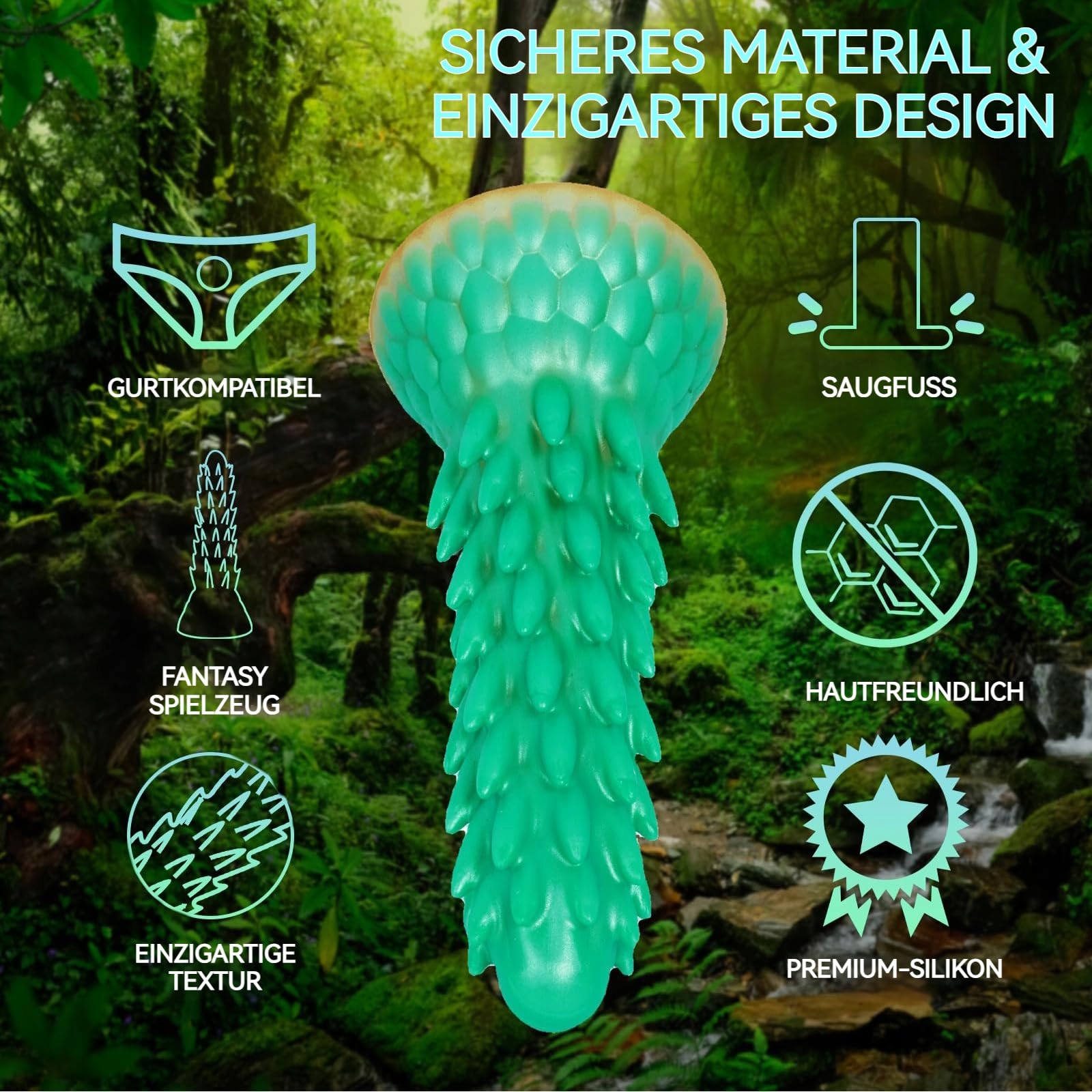 MONSTER DILDO Silikonowy Tentakel Dildo 20cm z Przyssawką Fantasy Analplug — miniatura 3
