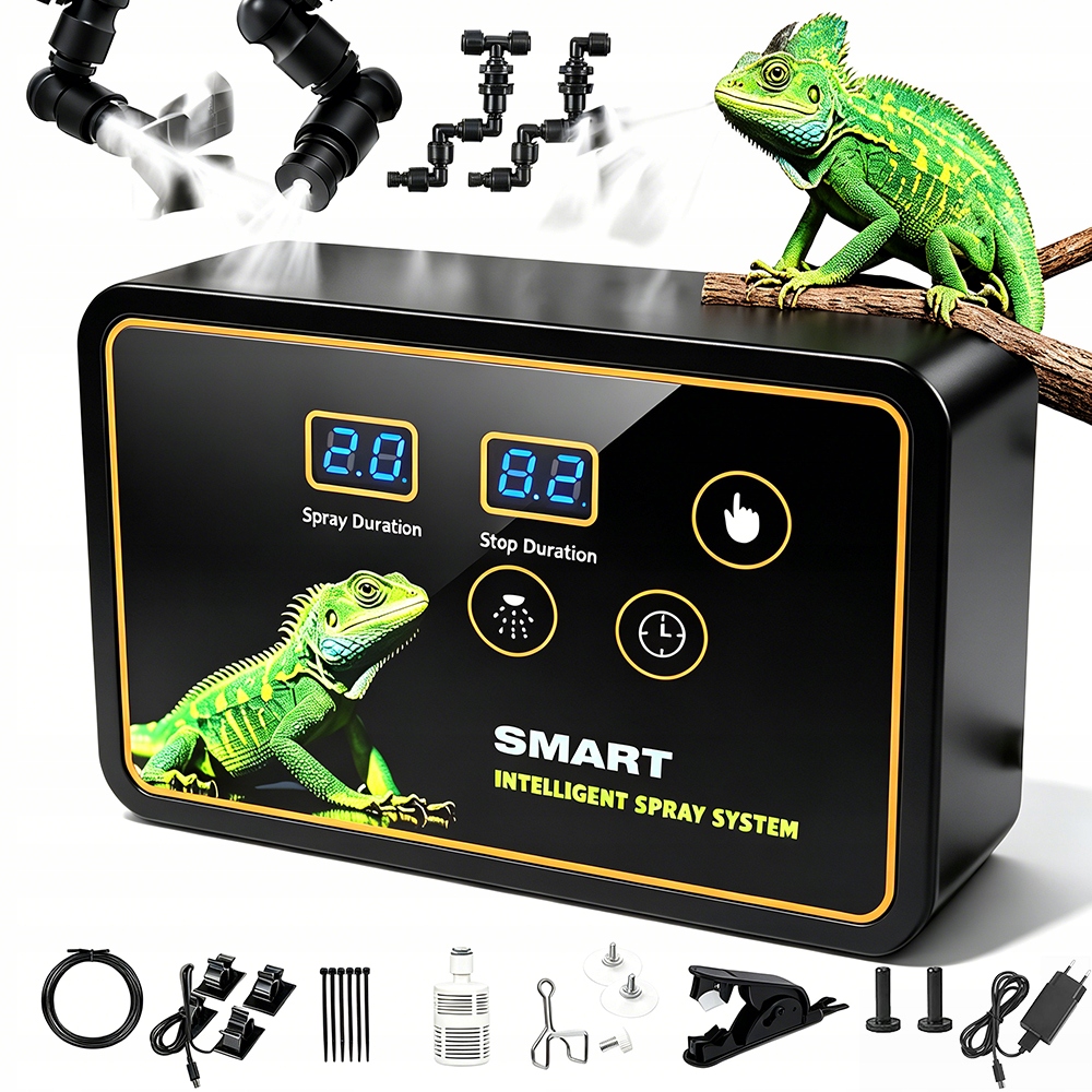 Nawilżacz Do Terrarium Zraszacz 360 Timer Programowalny 2 Dysze 5M Wąż