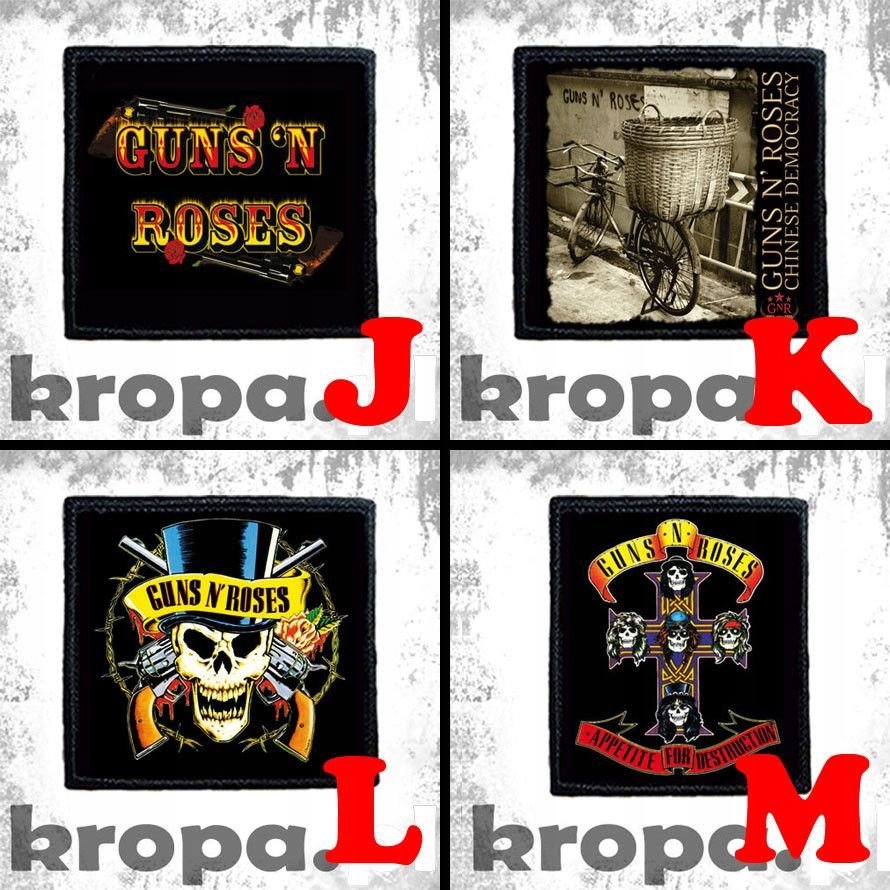 Naszywka GUNS 'N ROSES 10 x 10 cm Dużo Wzorów! Rodzaj gadżetu muzyczny