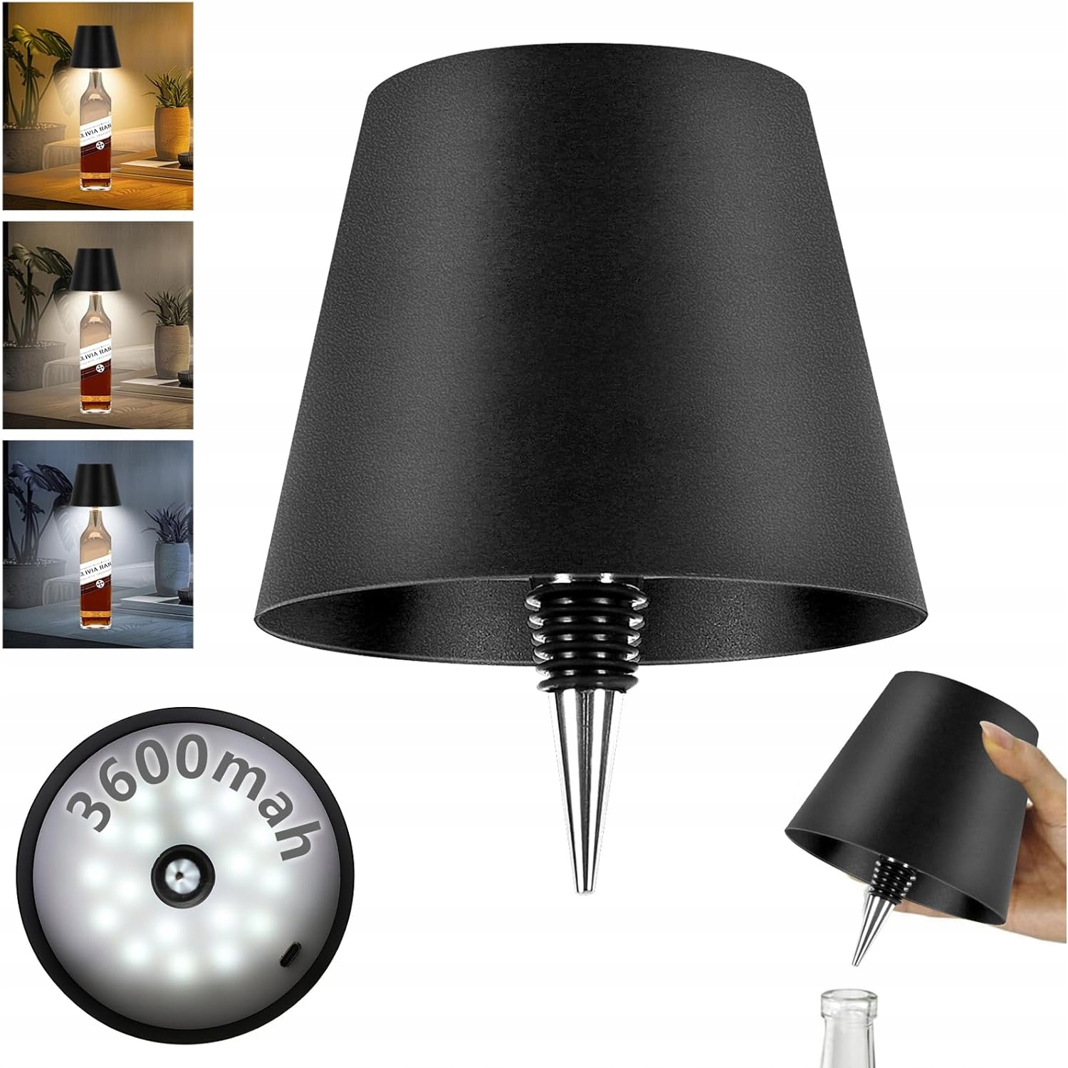 Lampa Na Butelkę Led Stołowa Lampka Bezprzeowodwa Dotykowa Usb