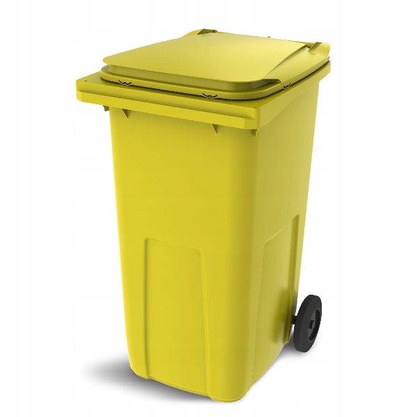 Pojemnik, kubeł, kontener plastik 240l żółty kosz na śmieci śmieciarki