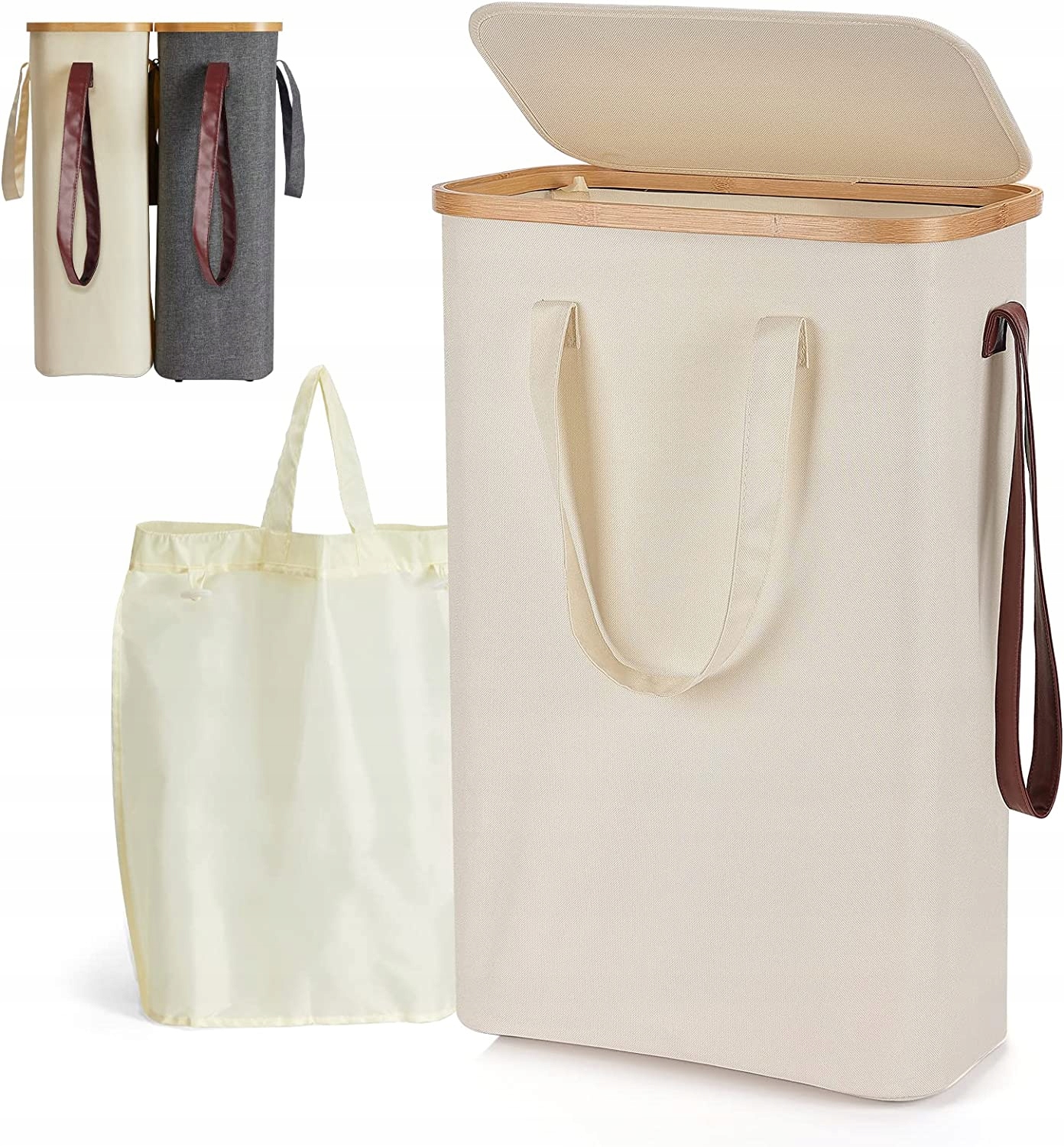 Wąski kosz na pranie z pokrywką 52 l 20 x 45 x 60