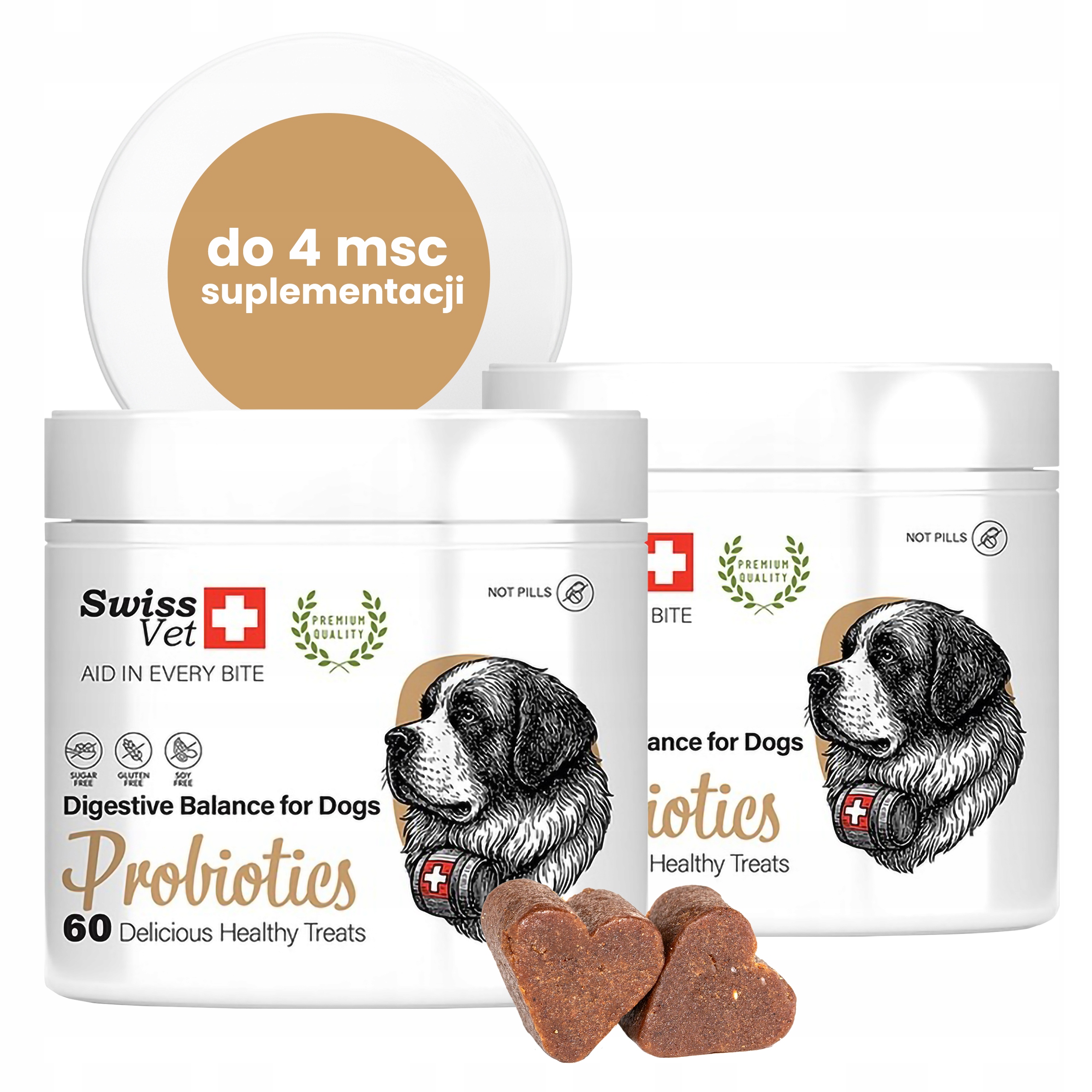 SwissVet probiotika a prebiotika, doplněk stravy pro psy, 2x60 ks měkká pamlsek