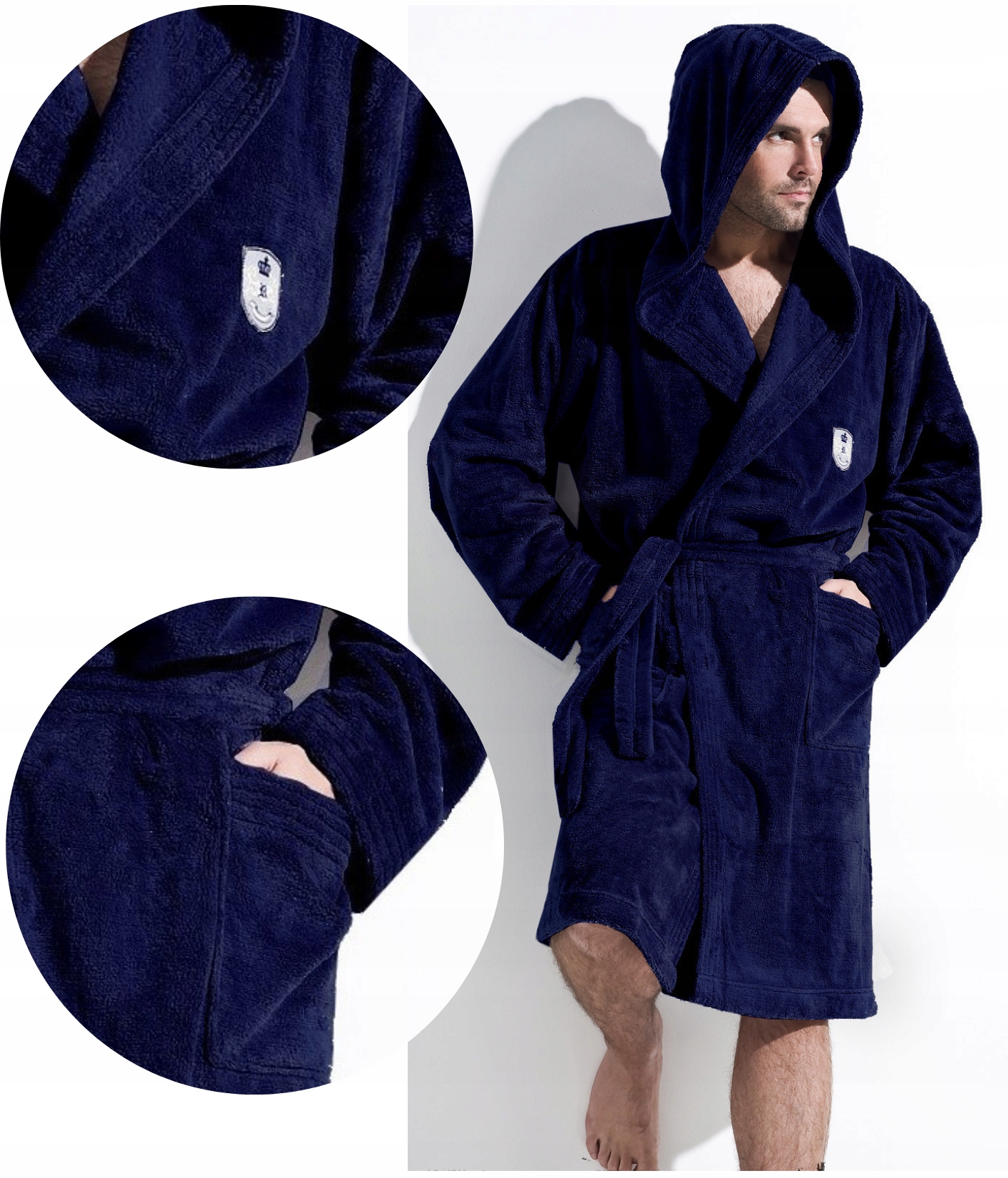 Pánský teplý měkký župan Iwo námořnická modrá XL