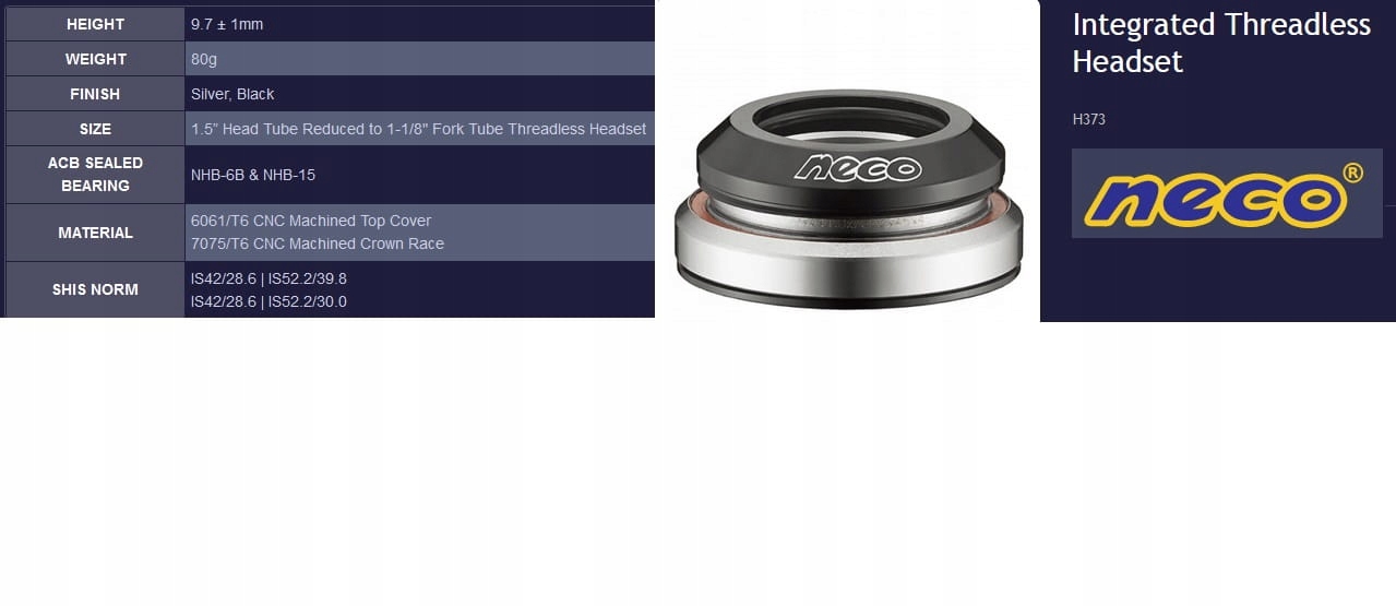 Stery zintegrowane tapered is42 is52 Stery do roweru stery tapered stery Marka Neco