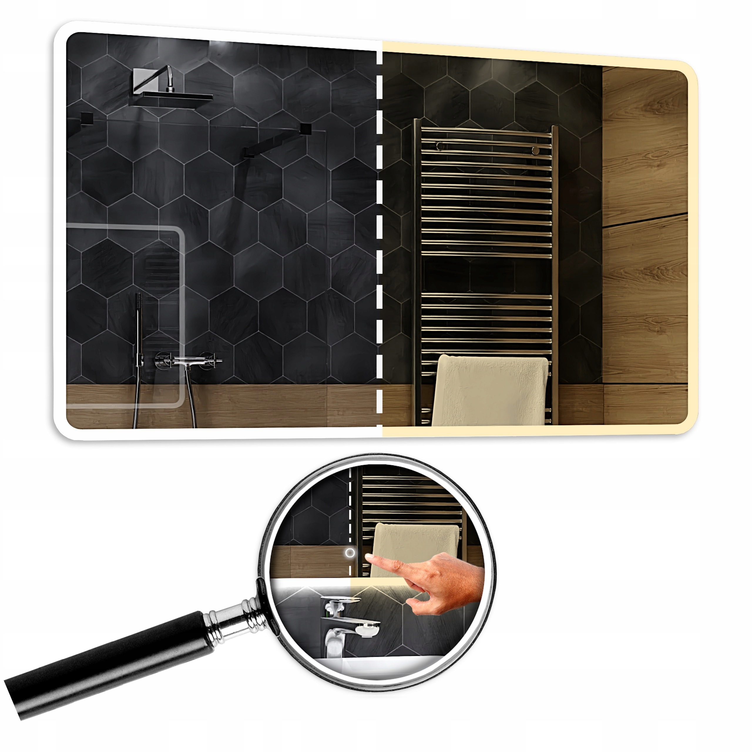 Zrcadlo s podsvícením Osaka Dual Led 130x100 cm s dotykovým vypínačem