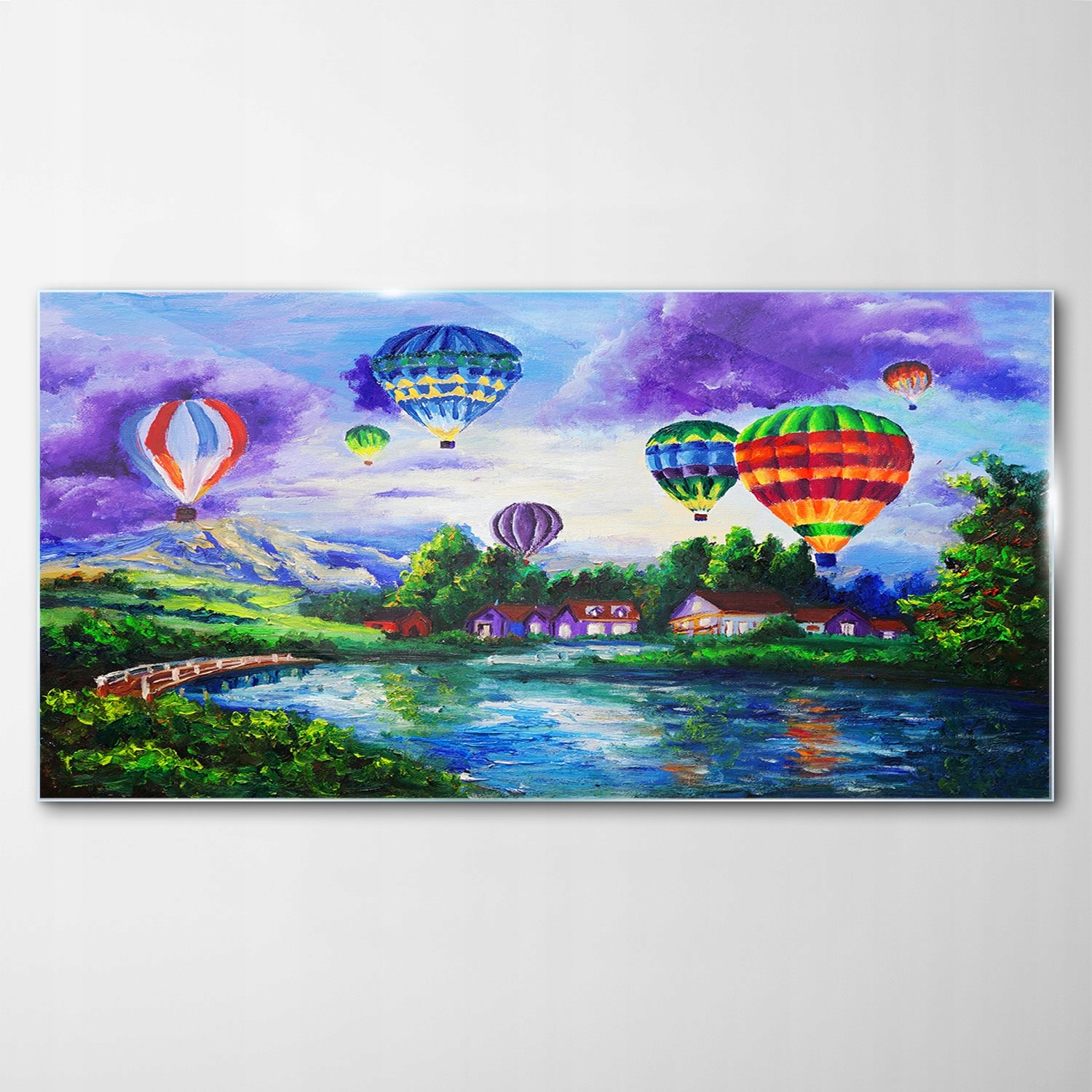 

Hartowany Obraz Szklany Wioska Balony Woda 100x50