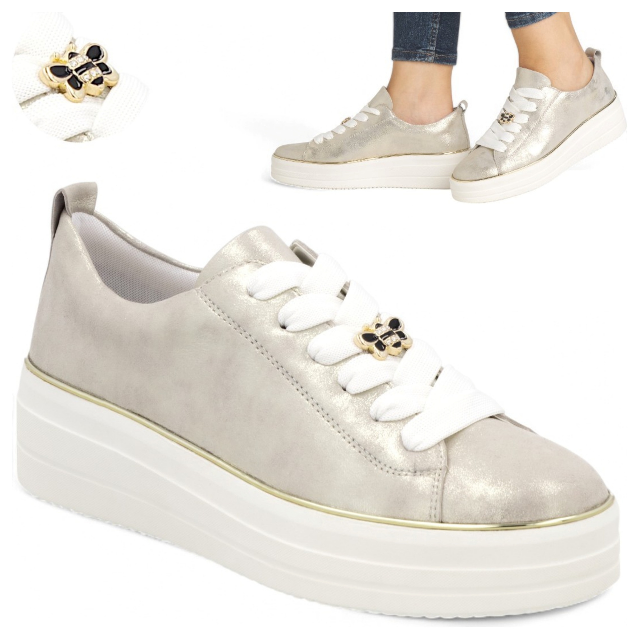 Rieker Remonte 39 Dámské kožené polobotky na platformě Sportovní tenisky