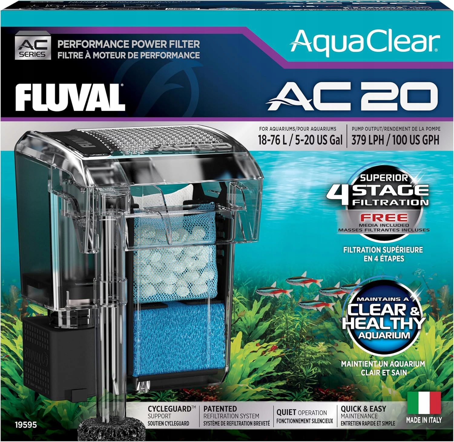 Fluval Aquaclear Ac 20 Hang-on Filter 379 L/h 18-76L