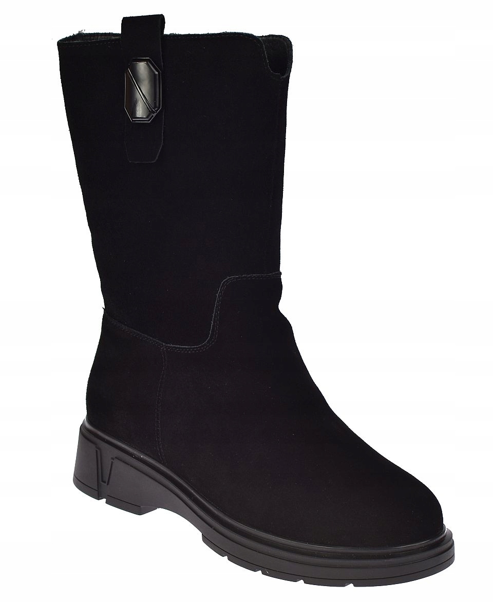 Dámské kožené vysoké zateplené sněhule JK/B-3-219-bk semišové, velikost vel