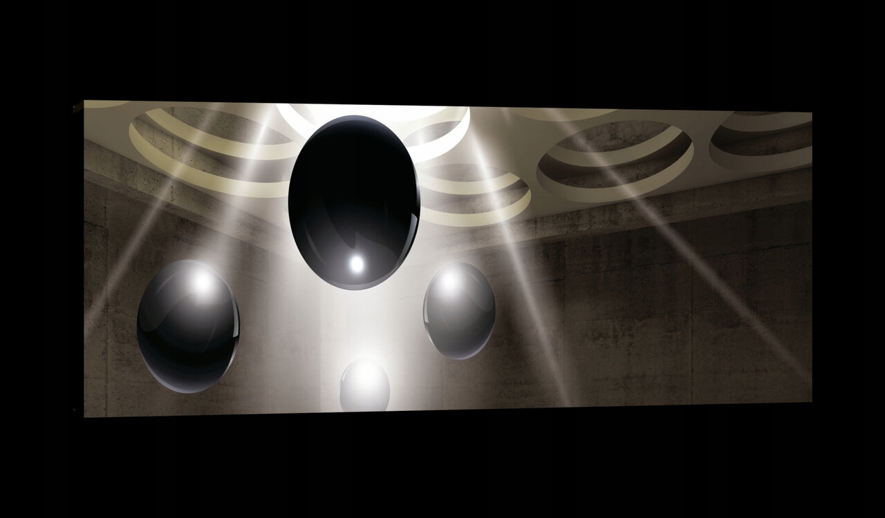 Obraz 145x45 sféry prostor futurismus minimalismus abstrakce paprsky