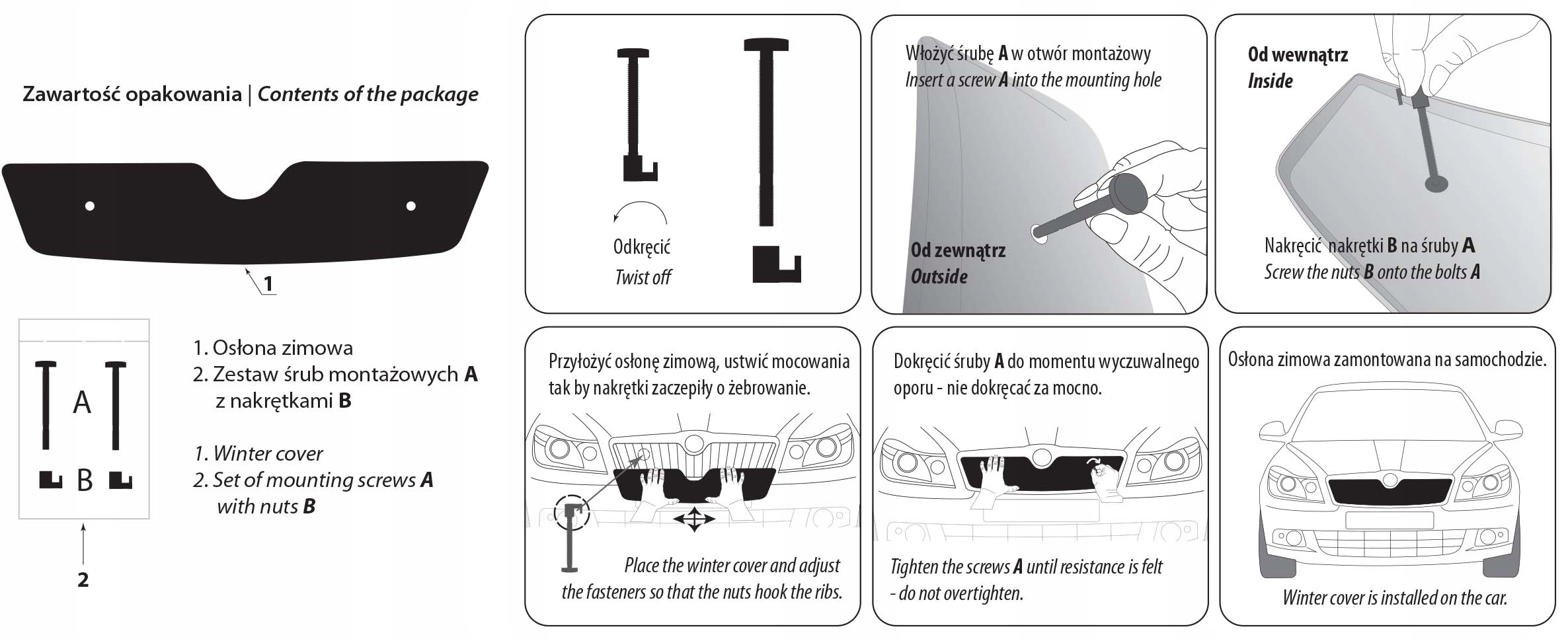VOLKSWAGEN VW PASSAT B7 2010-2014 OSŁONA ZIMOWA CHŁODNICY Numer katalogowy producenta OZ-008