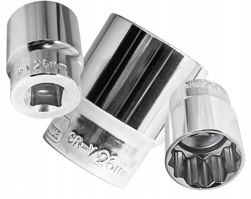 Nasadka Krótka Klucz Nasadowy 26 MM 1/2" 12-KĄTNA Chromowana Solidna Mocna