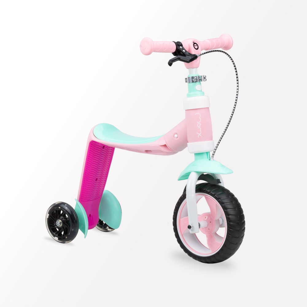 OUTLET MoMi ELIOS 2w1 JEŹDZIK HULAJNOGA TRÓJKOŁOWA LED - różowy Kod producenta ROBI00030-OUTL