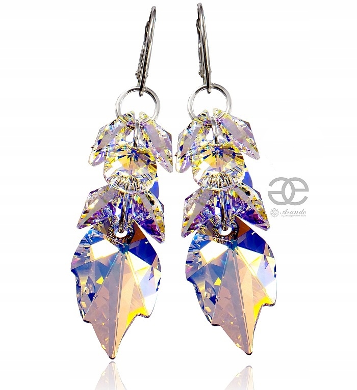 Krystaly Náušnice Aurora Leaf Stříbro