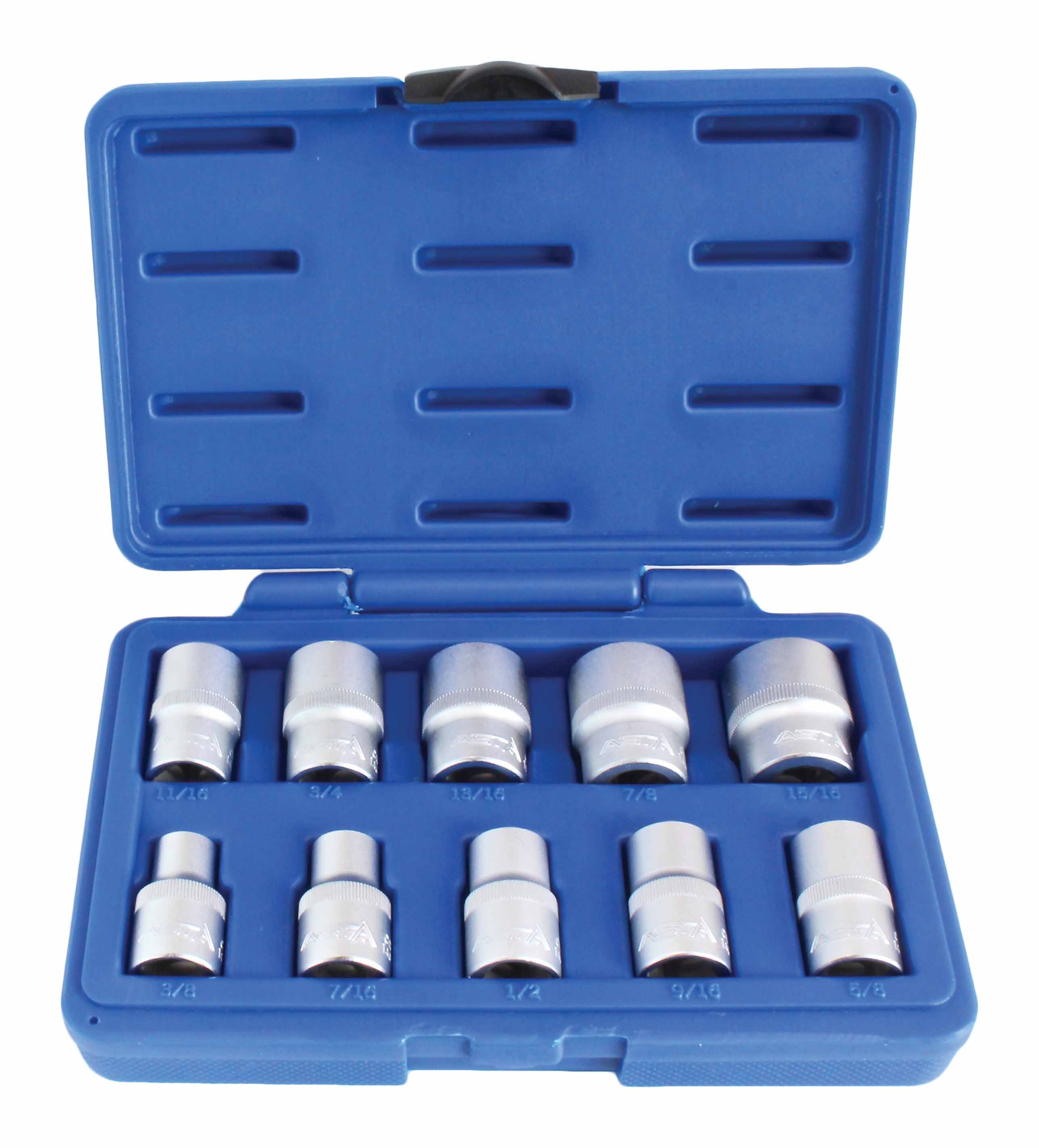 Nasadki 1/2'' 6-Kąt Krótkie Calowe 10SZT-ZESTAW Asta A-10INCH