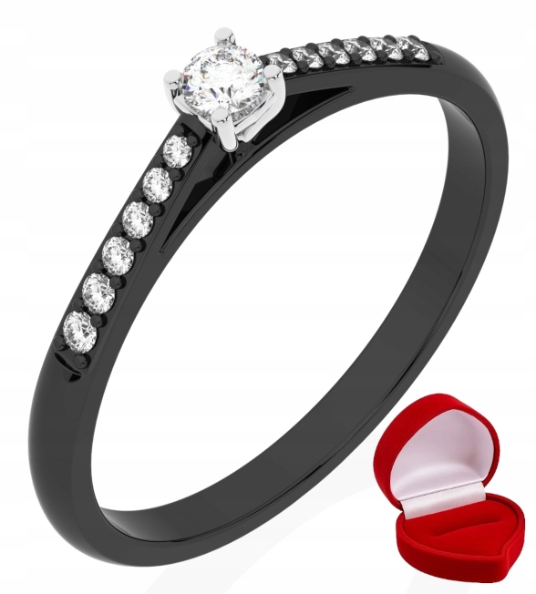 Zlatý Prstýnek 585 14k Lab Diamant 0,06 ct Černé Zlato R21
