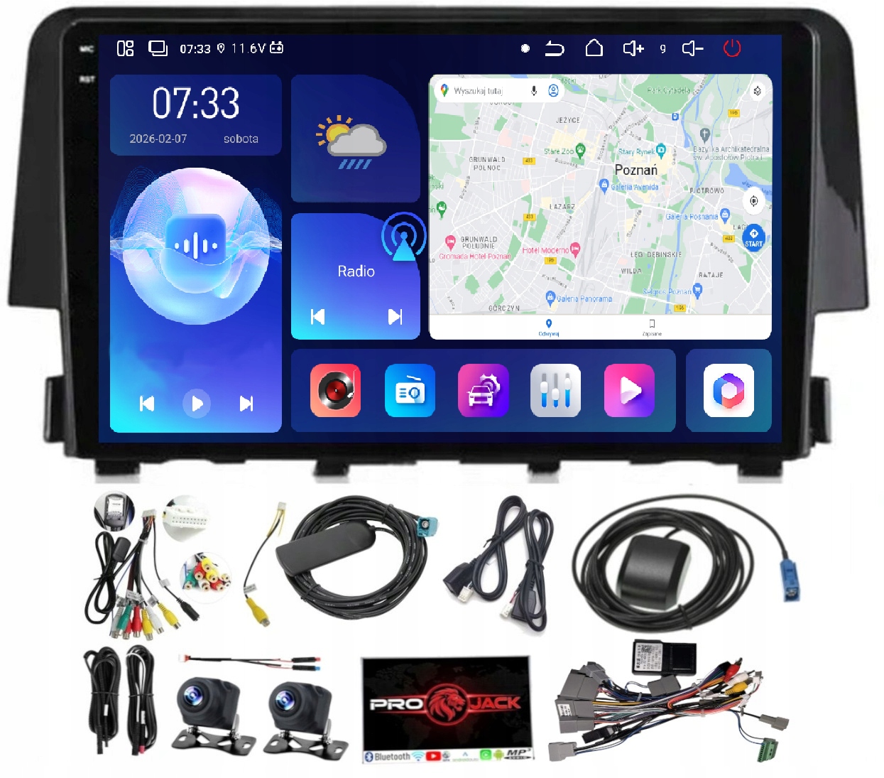 Rádio Navigace Honda CIVIC X 2015-21 Carplay Android Auto 6GB 128GB Sim