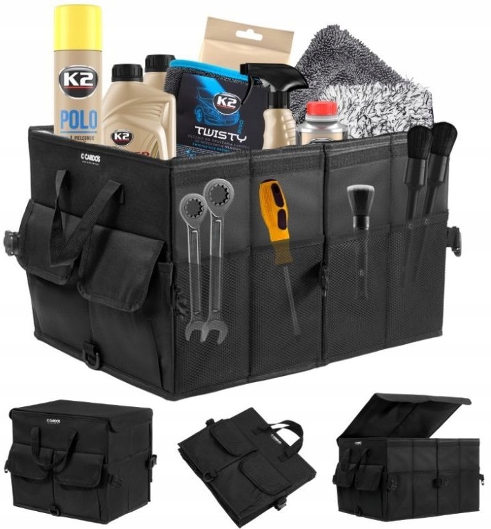 Cardos duży składany organizer do bagażnika XXL 64 l 3 przegrody 8 kieszeni